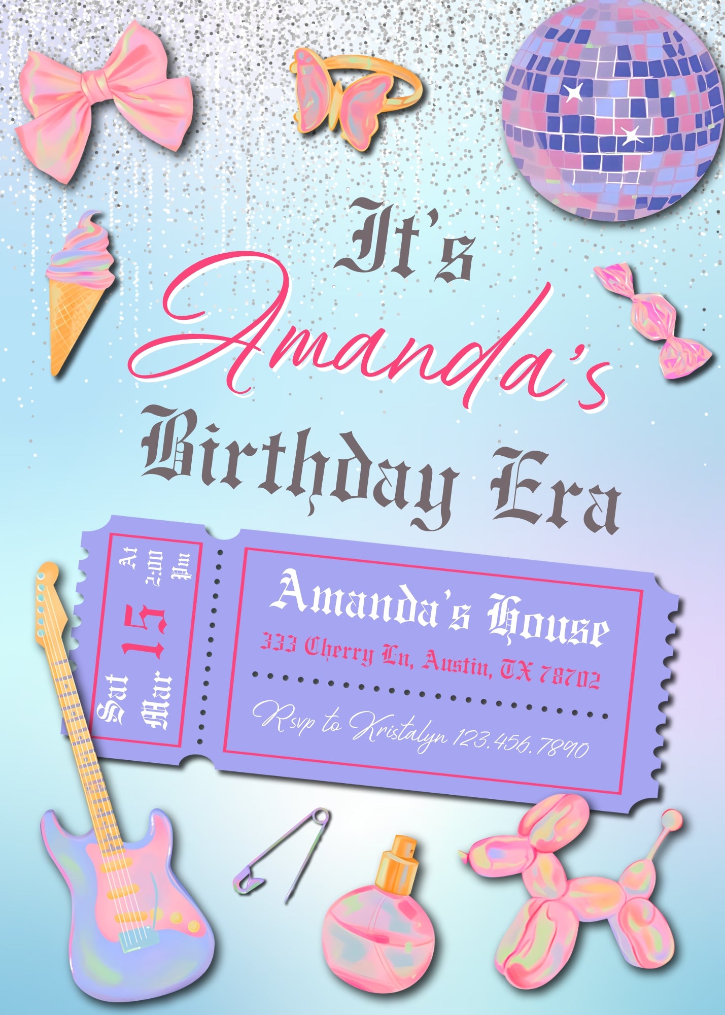 Taylor Swift Eras Tour customizable invitation template | Share or Print | girl | DN571