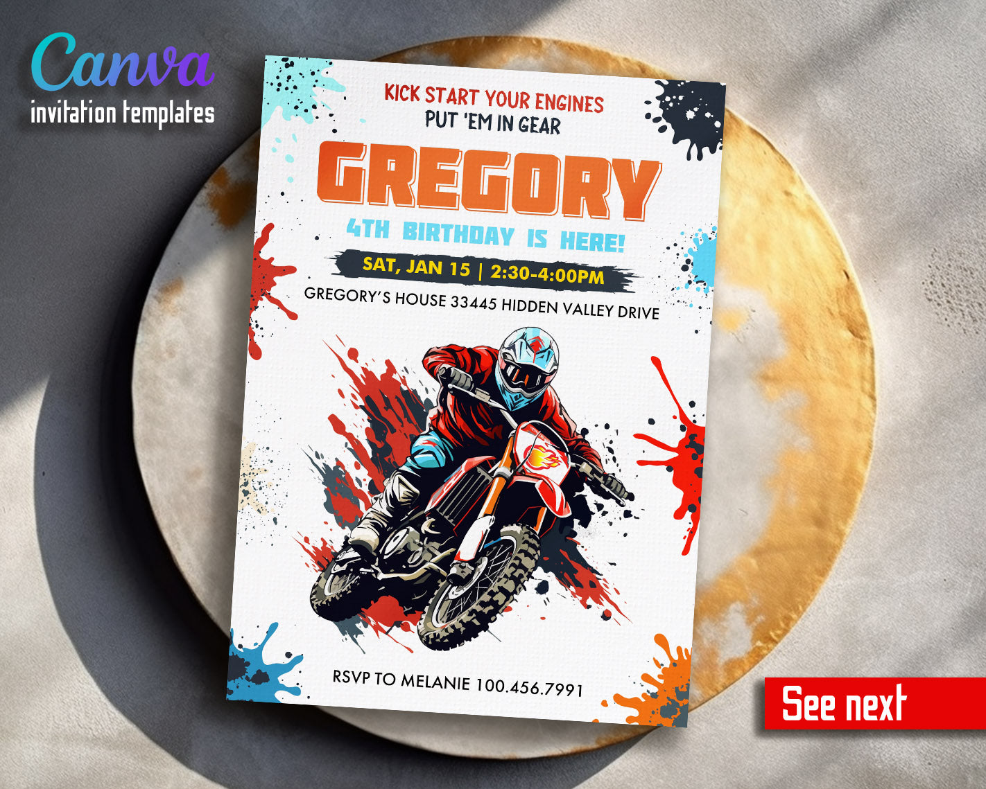 Motocross Extreme customizable invitation template | Share or Print | | LU590
