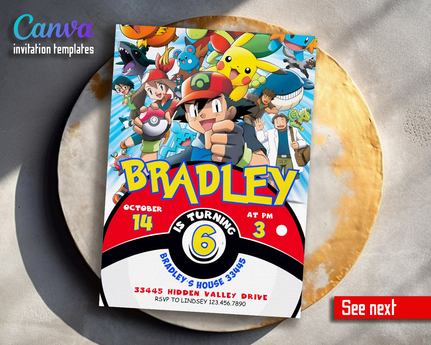 Pokemon Pikachu customizable invitation template | Share or Print | | SC211