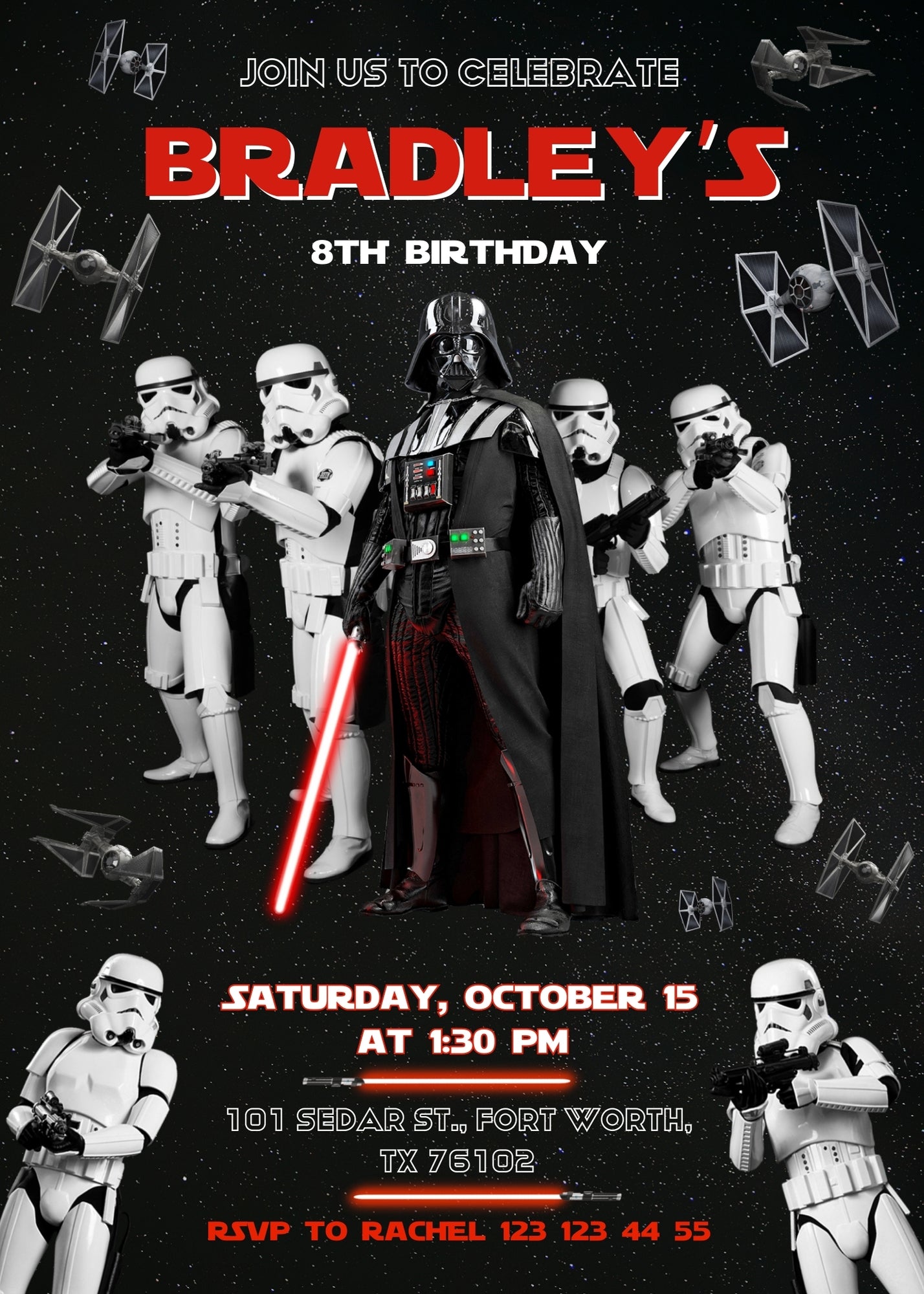 Star Wars Darth Vader customizable invitation template | Share or Print | boy | IF094