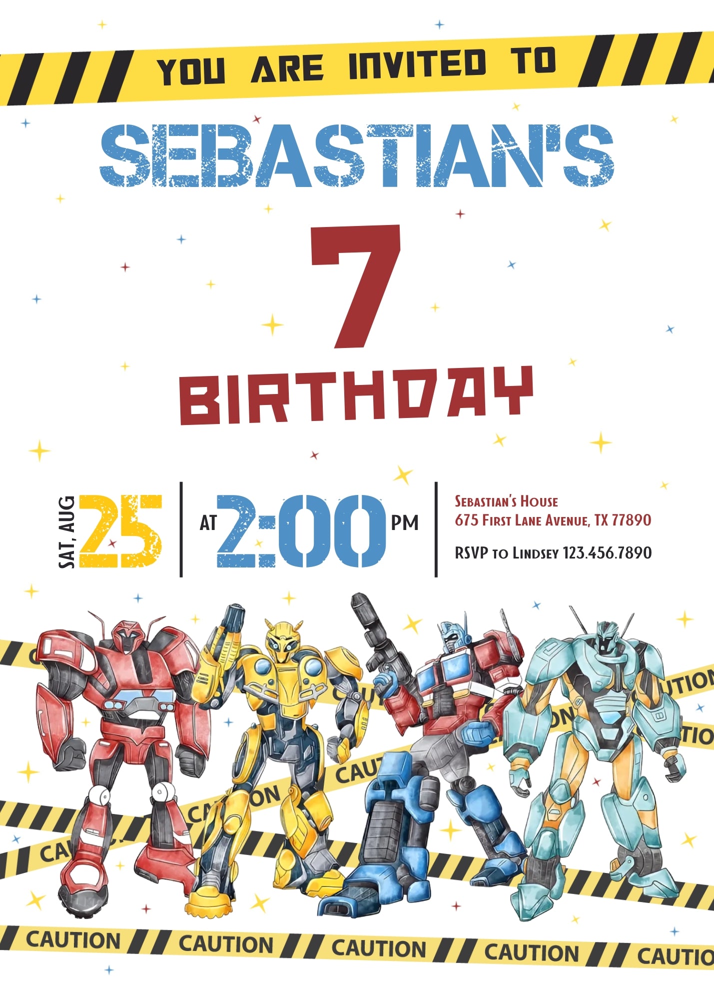 Transformers Rescue Bots customizable invitation template | Share or Print | boy | TV179