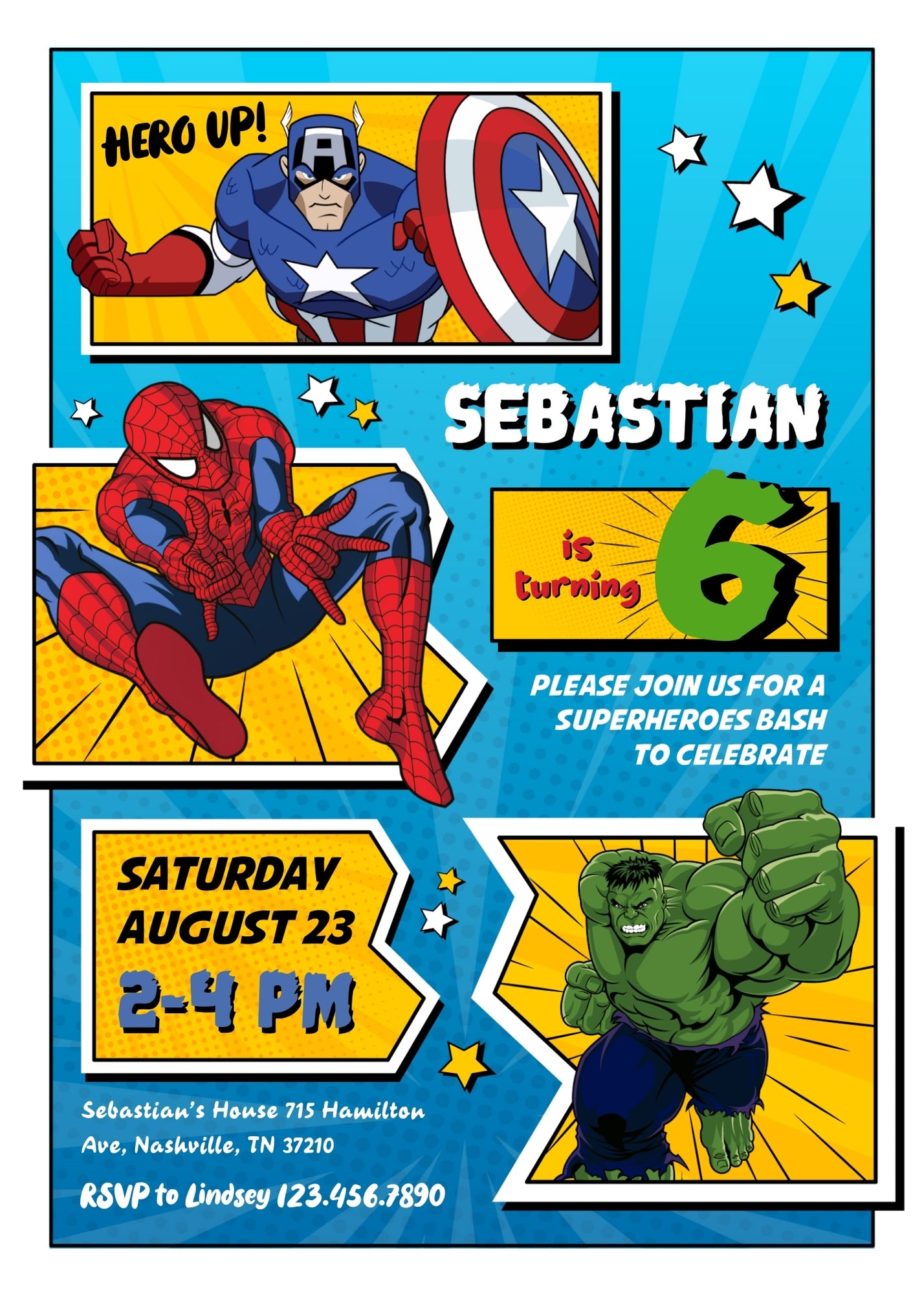 Avengers Marvel Superhero customizable invitation template | Share or Print | boy | RK258