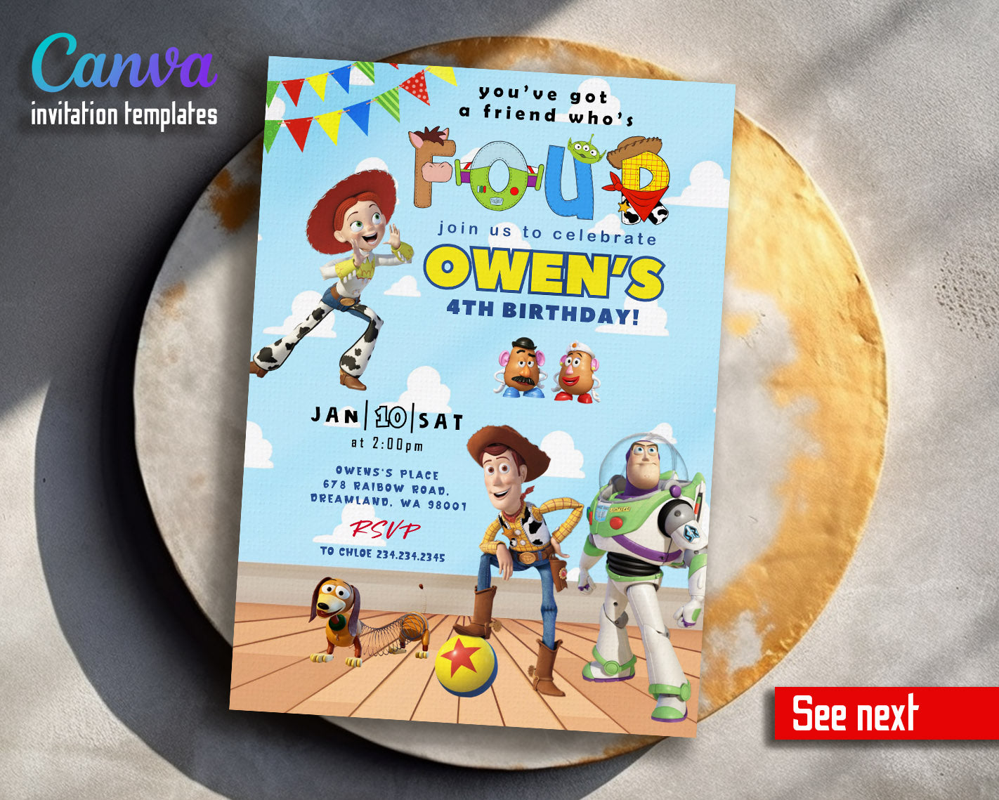 Toy Story Woody customizable invitation template | Share or Print | | FL882