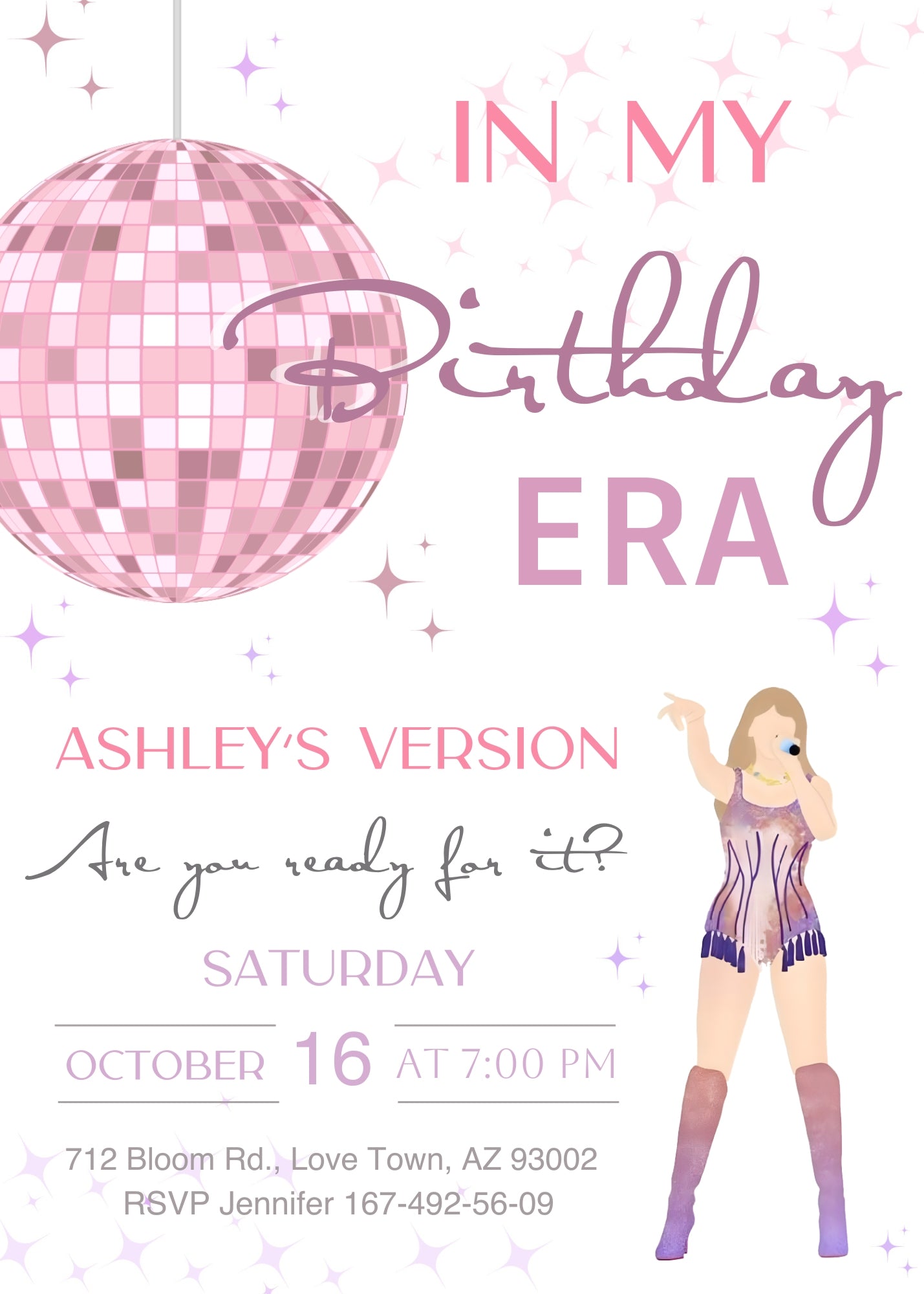 Taylor Swift Eras Tour customizable invitation template | Share or Print | girl | UA476