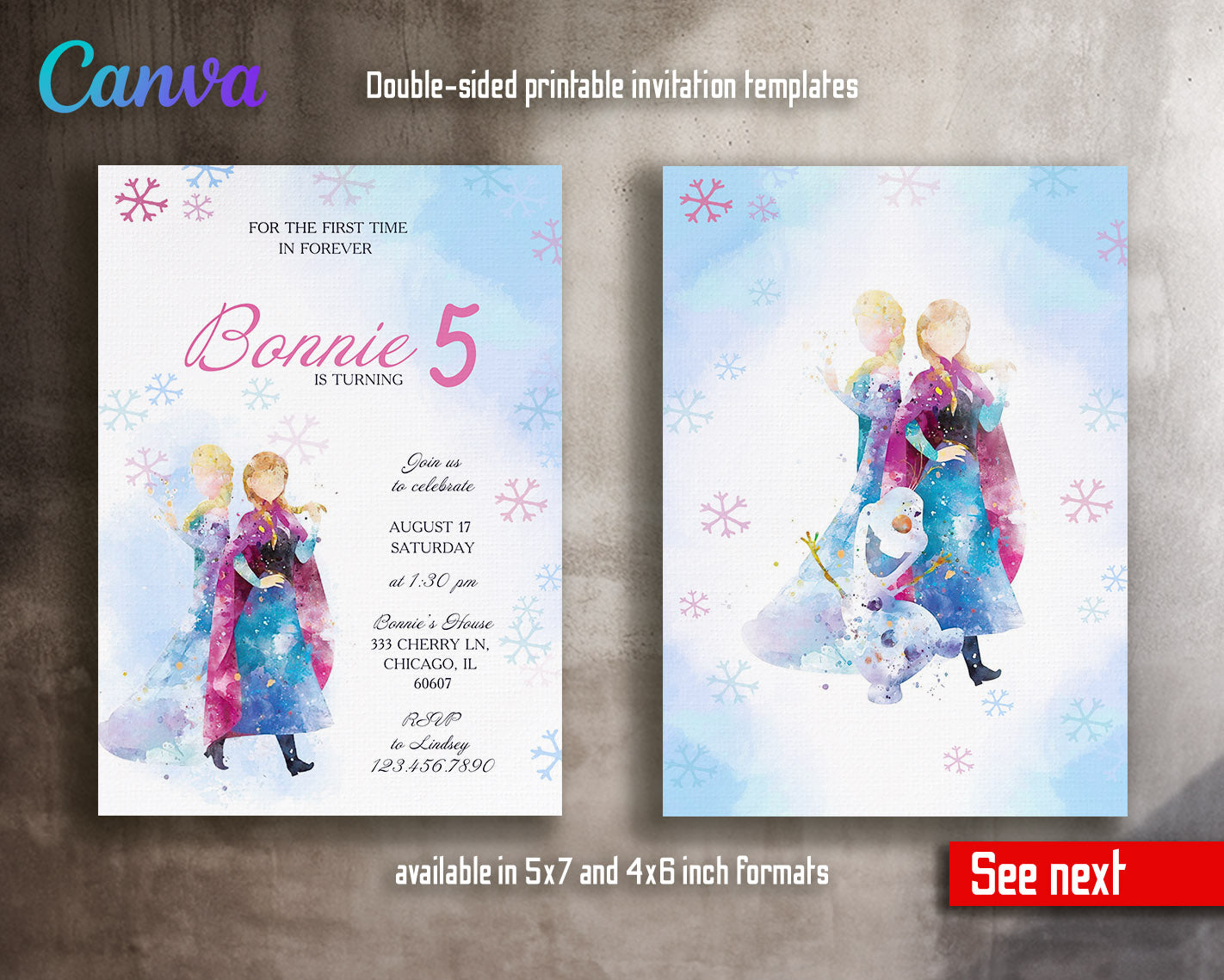Frozen Elsa customizable invitation template | Share or Print | girl | NX772