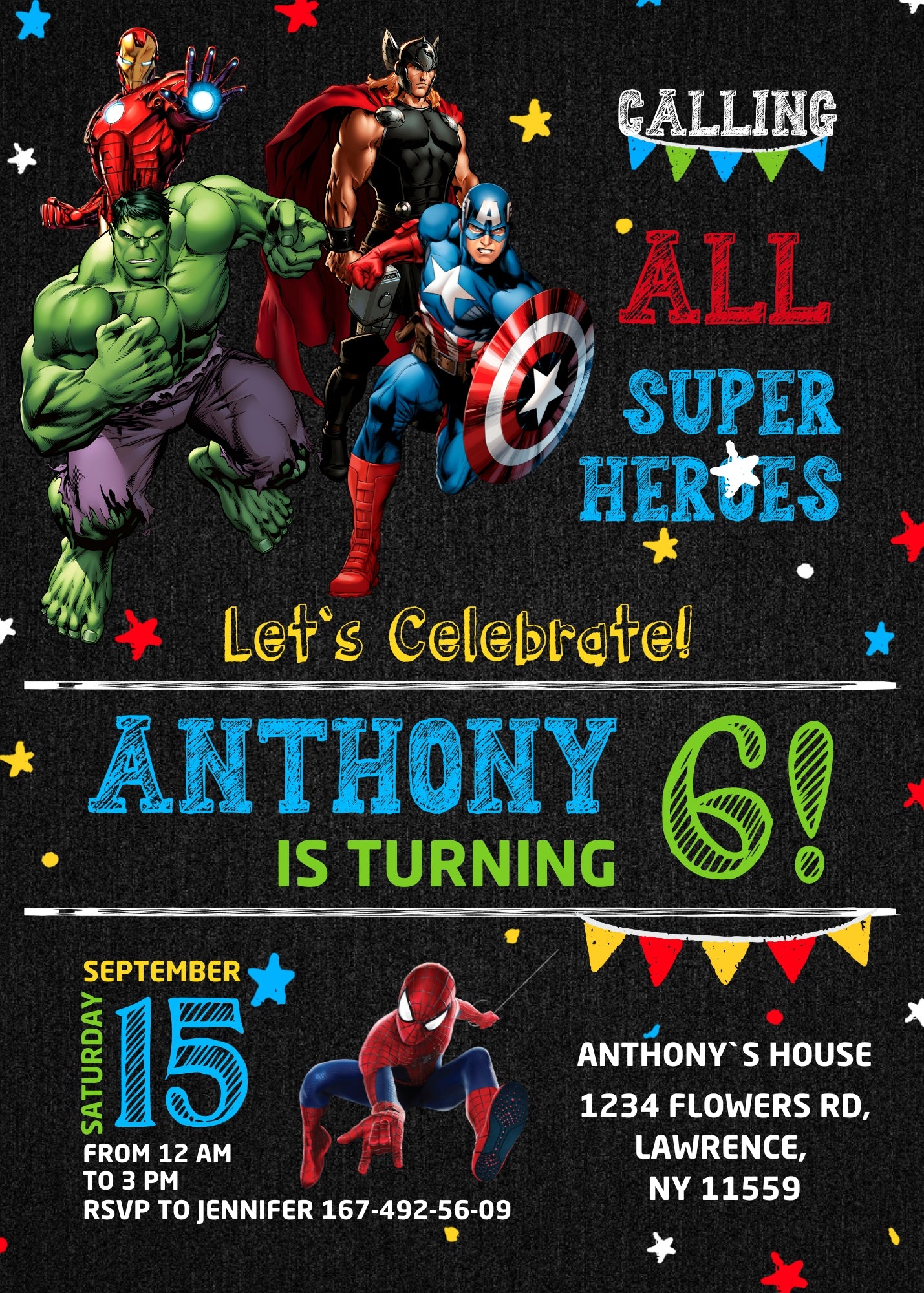 Avengers Marvel Superhero customizable invitation template | Share or Print | boy | ZA952