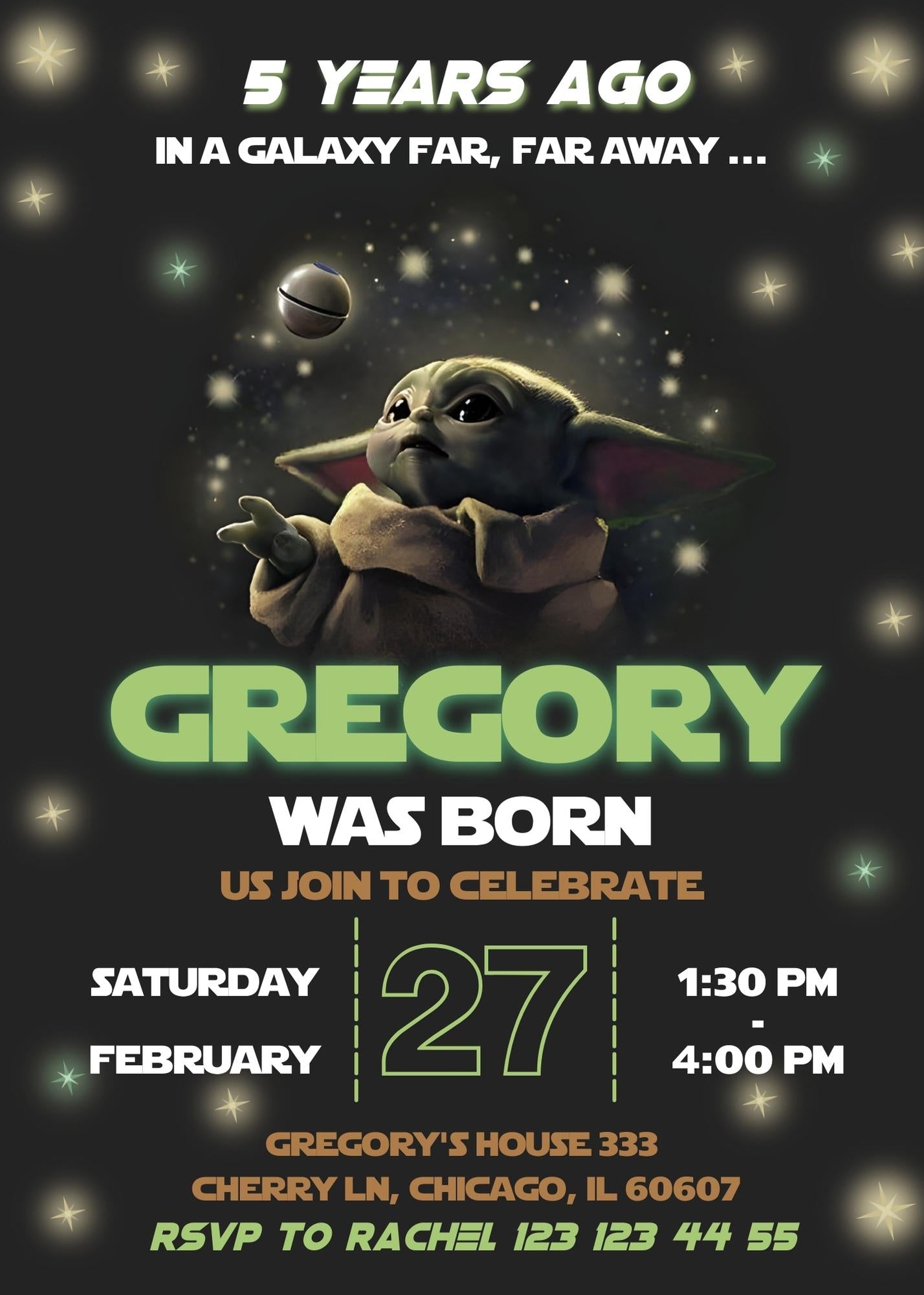 Baby Yoda Grogu Star Wars Mandalorian customizable invitation template | Share or Print | boy | MQ519