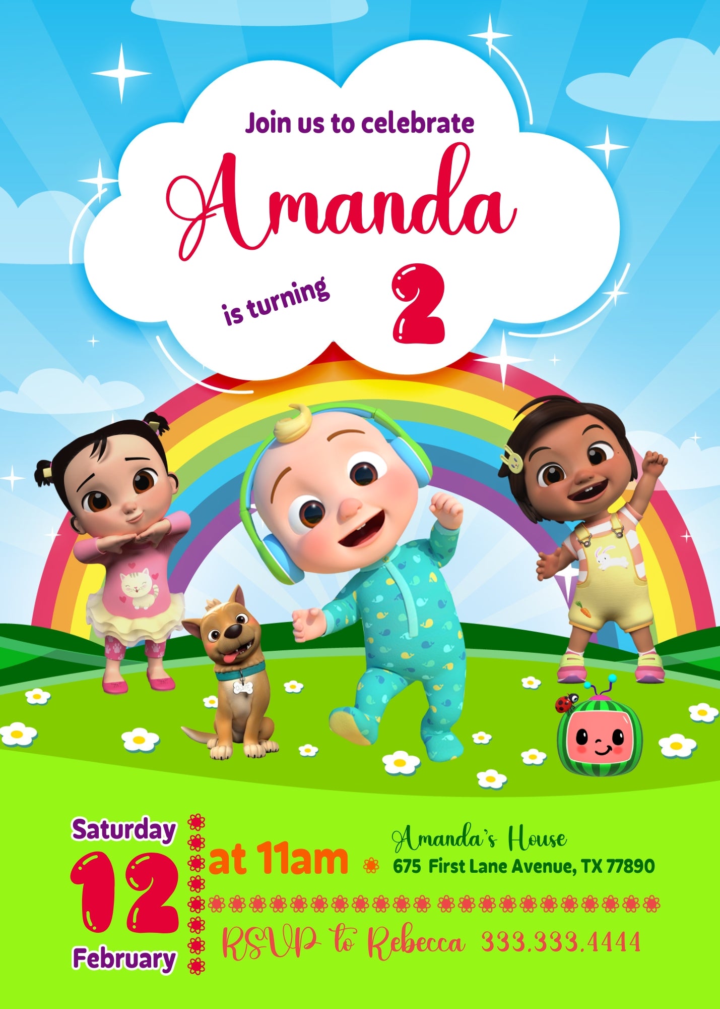 Cocomelon customizable invitation template | Share or Print | | JL889