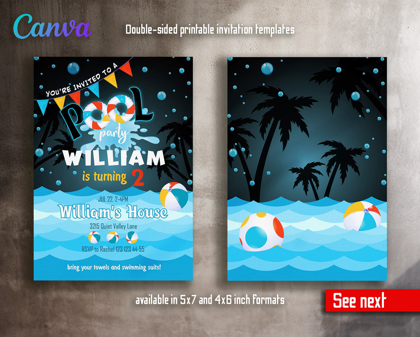 Pool Party customizable invitation template | Share or Print | | WL783