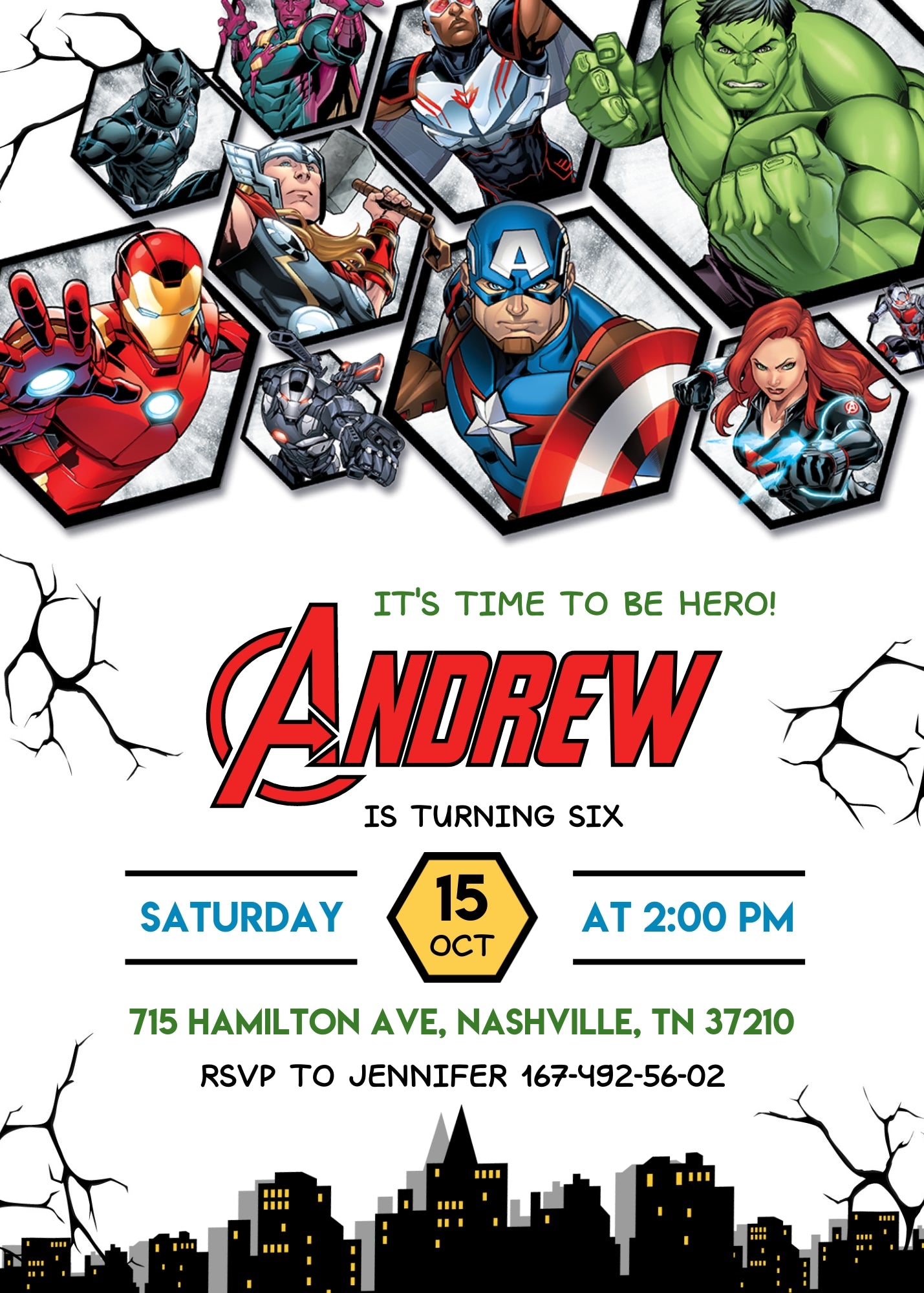 Avengers Marvel Superhero customizable invitation template | Share or Print | boy | BG888