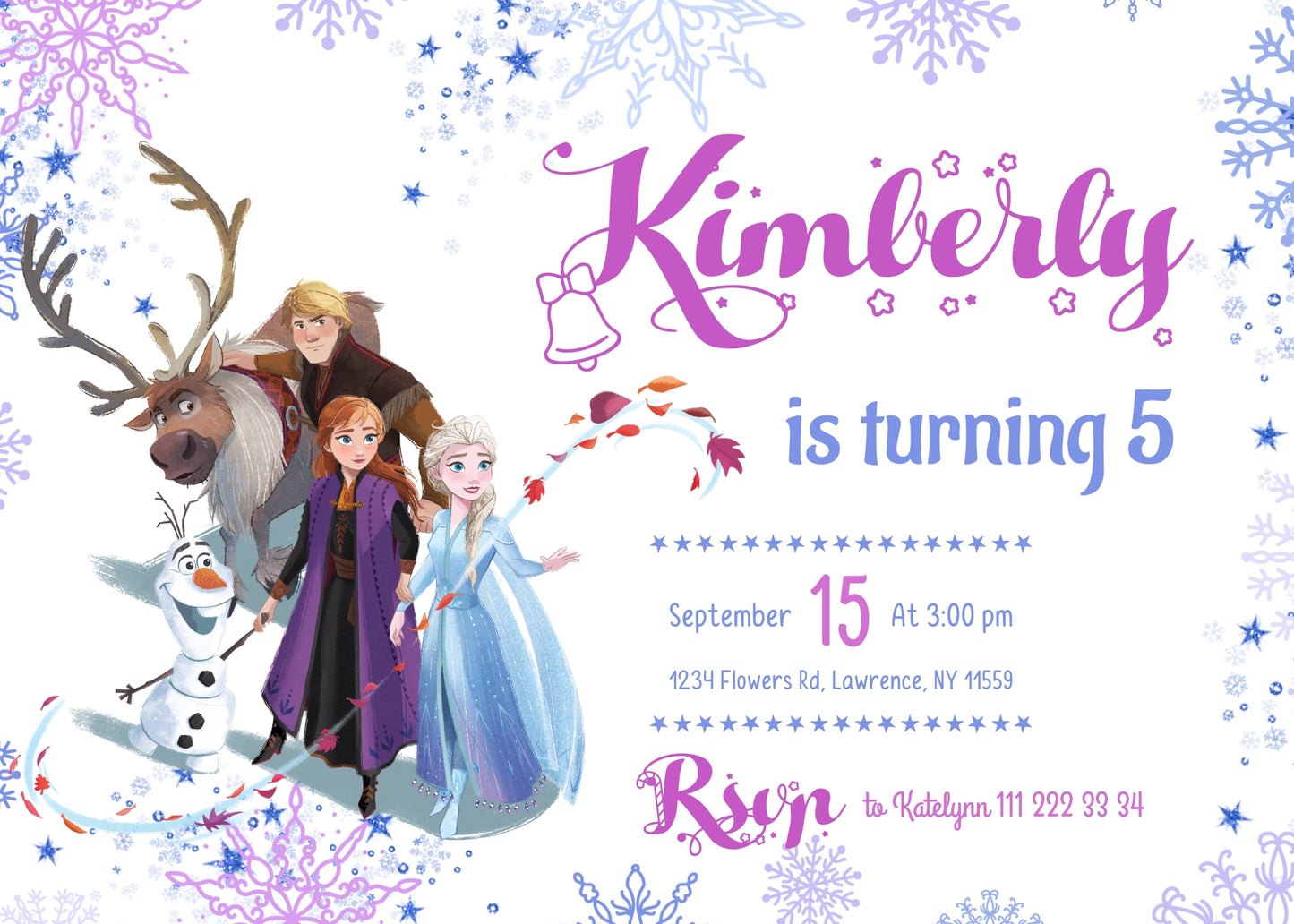 Frozen Elsa customizable invitation template | Share or Print | girl | ED754