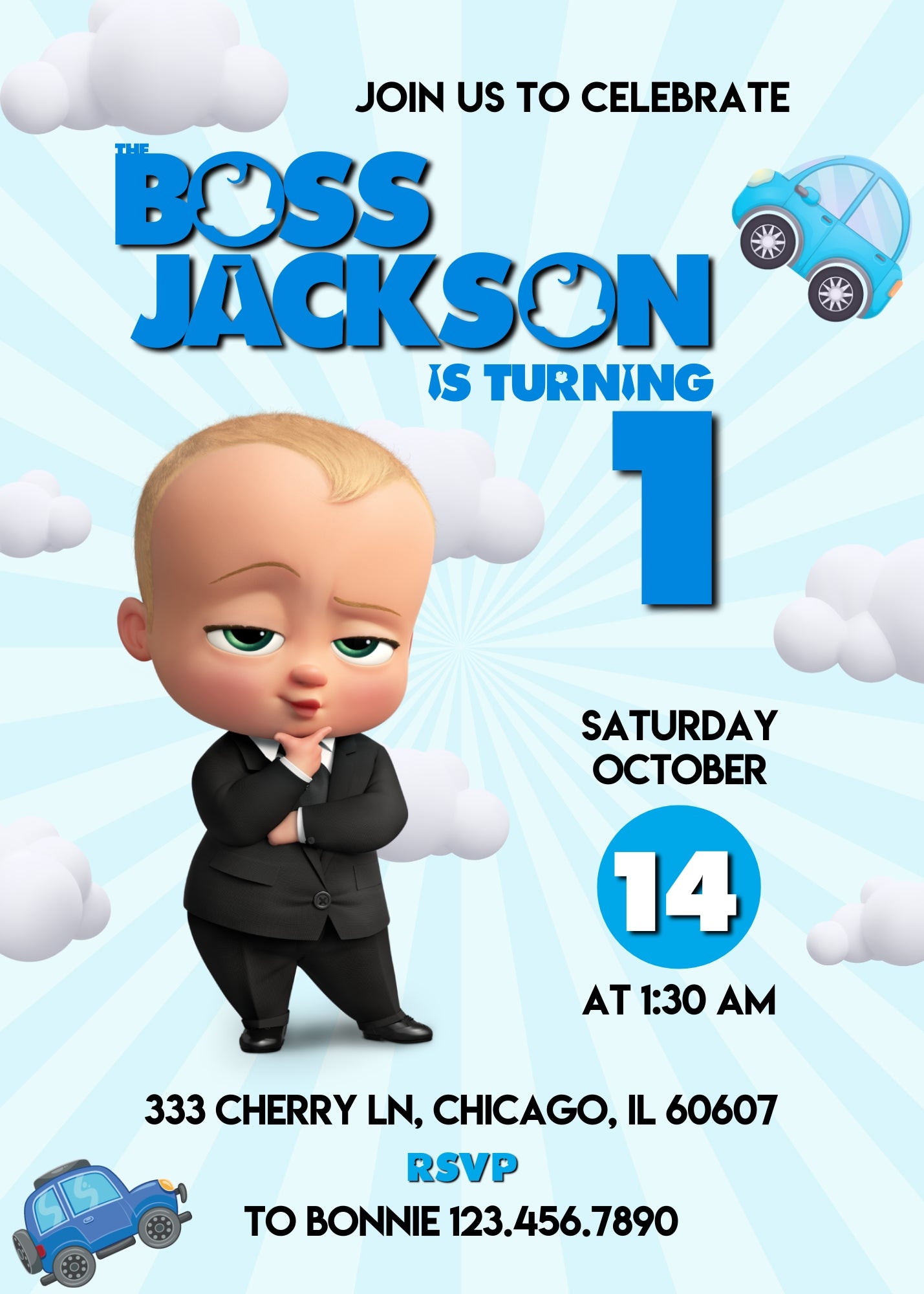 Baby Boss customizable invitation template | Share or Print | boy | OT656