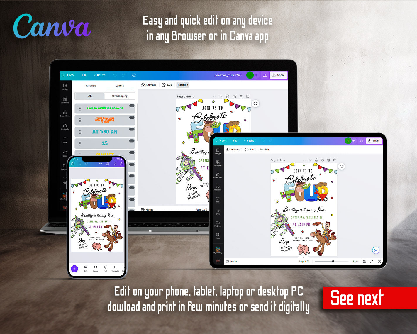 Toy Story Woody customizable invitation template | Share or Print | | ID082