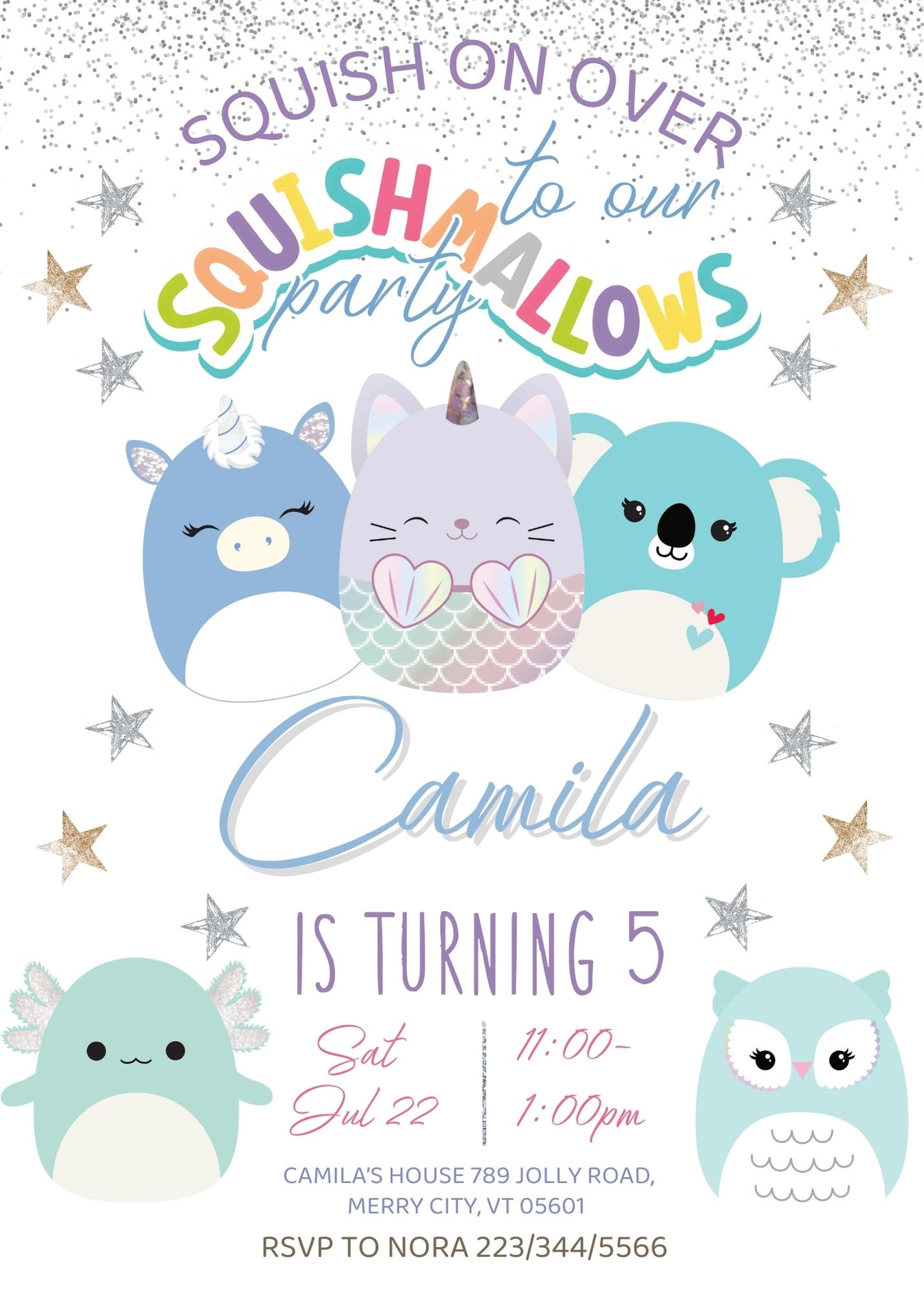 Squishmallows customizable invitation template | Share or Print | | XB263
