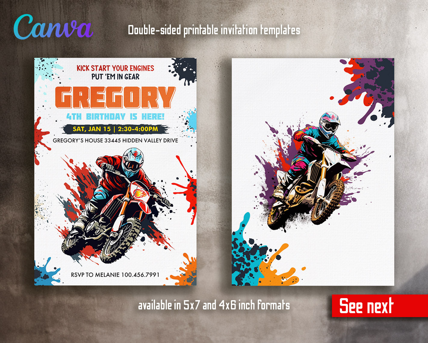 Motocross Extreme customizable invitation template | Share or Print | | LU590