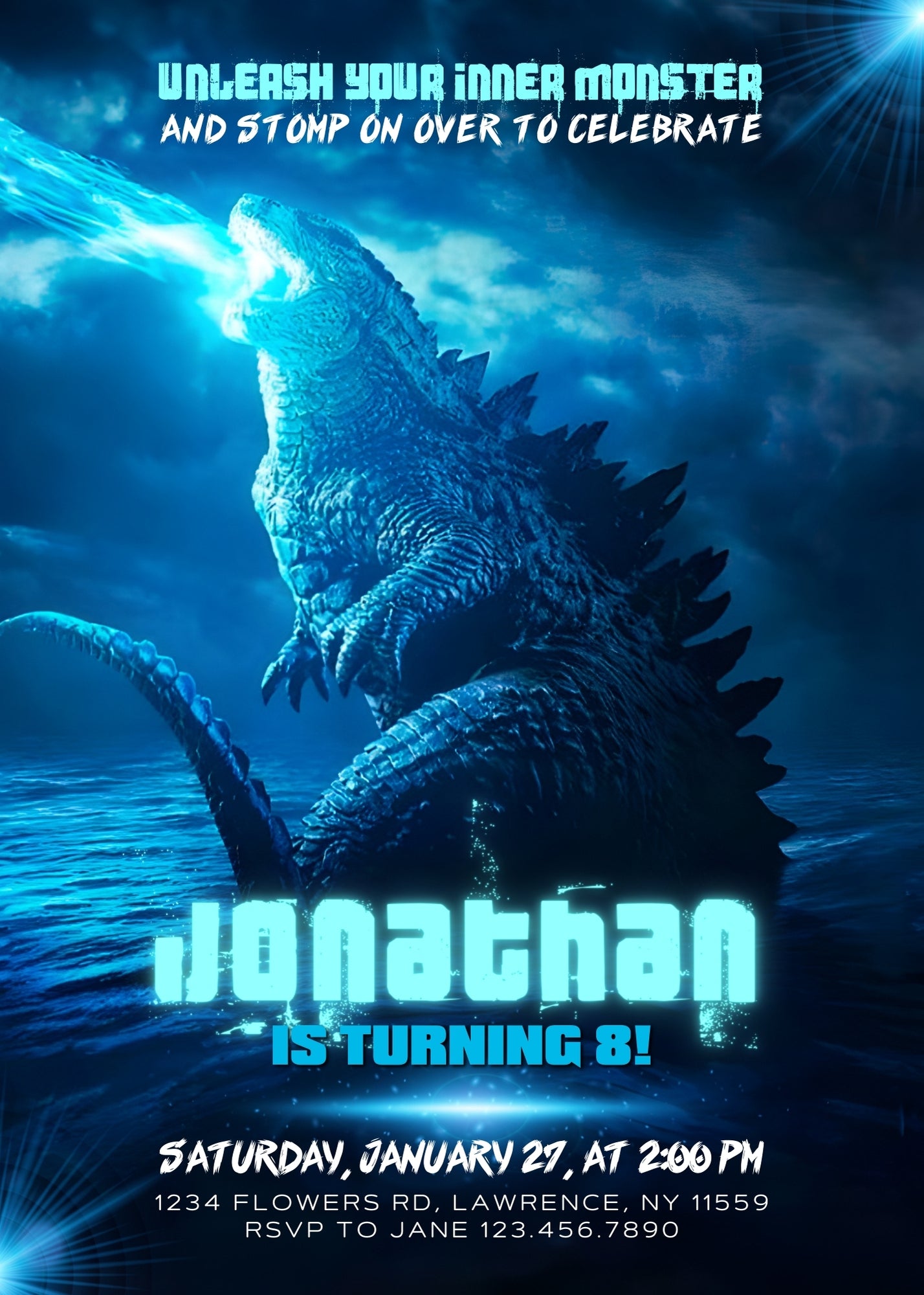 Godzilla and King Kong customizable invitation template | Share or Print | | UK331