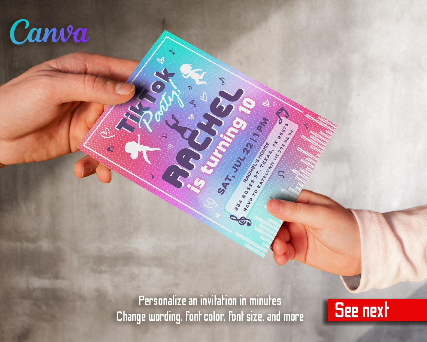 Tik Tok Party customizable invitation template | Share or Print | | HF836