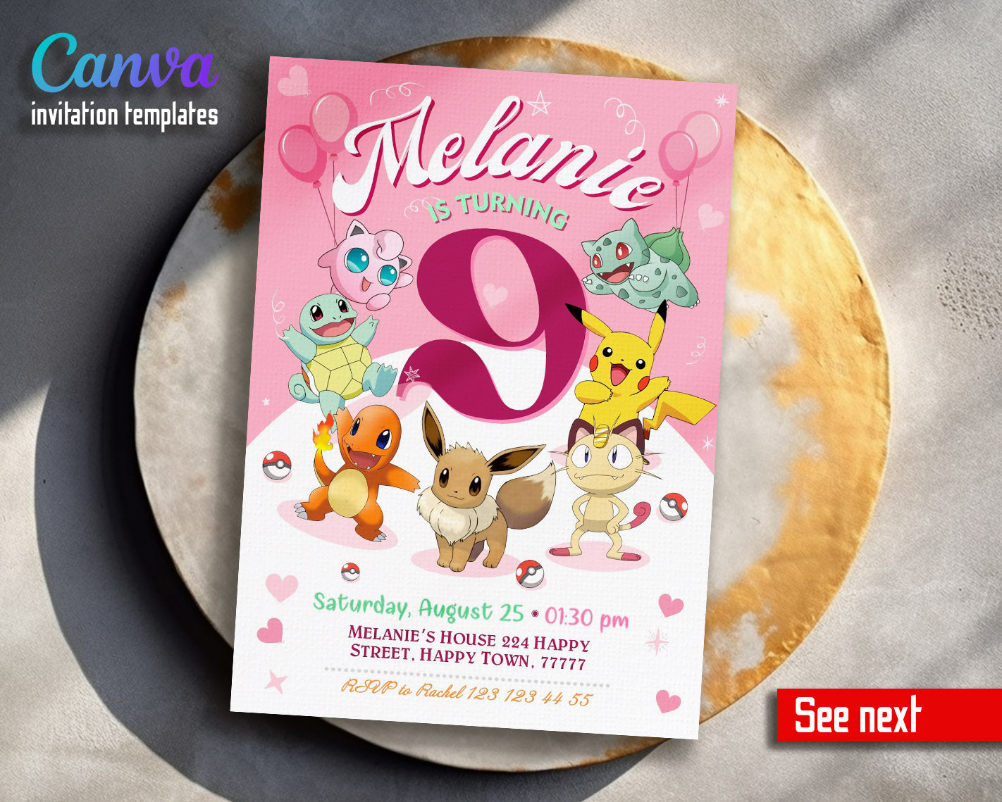 Pokemon Pikachu customizable invitation template | Share or Print | | MB019