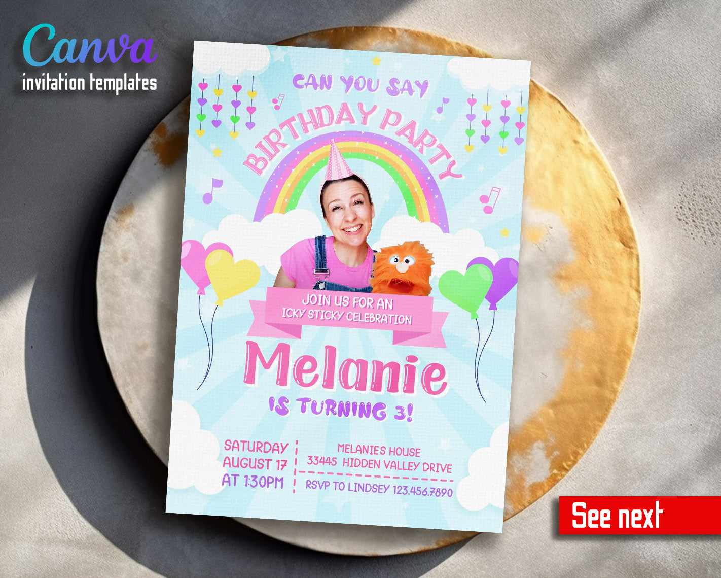 Ms. Rachel customizable invitation template | Share or Print | | CB217