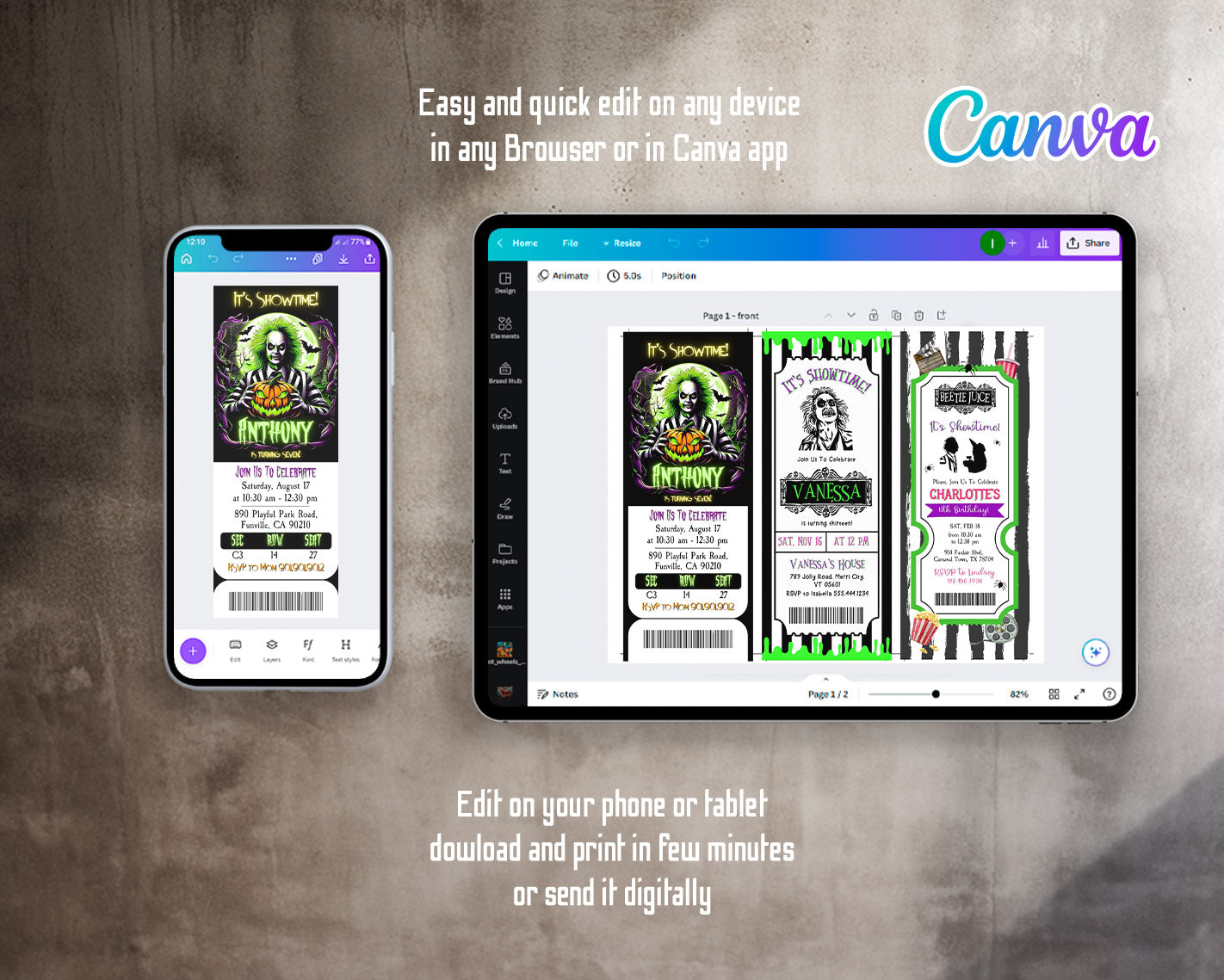 Beetlejuice Halloween customizable invitation template | Share or Print | | IV060