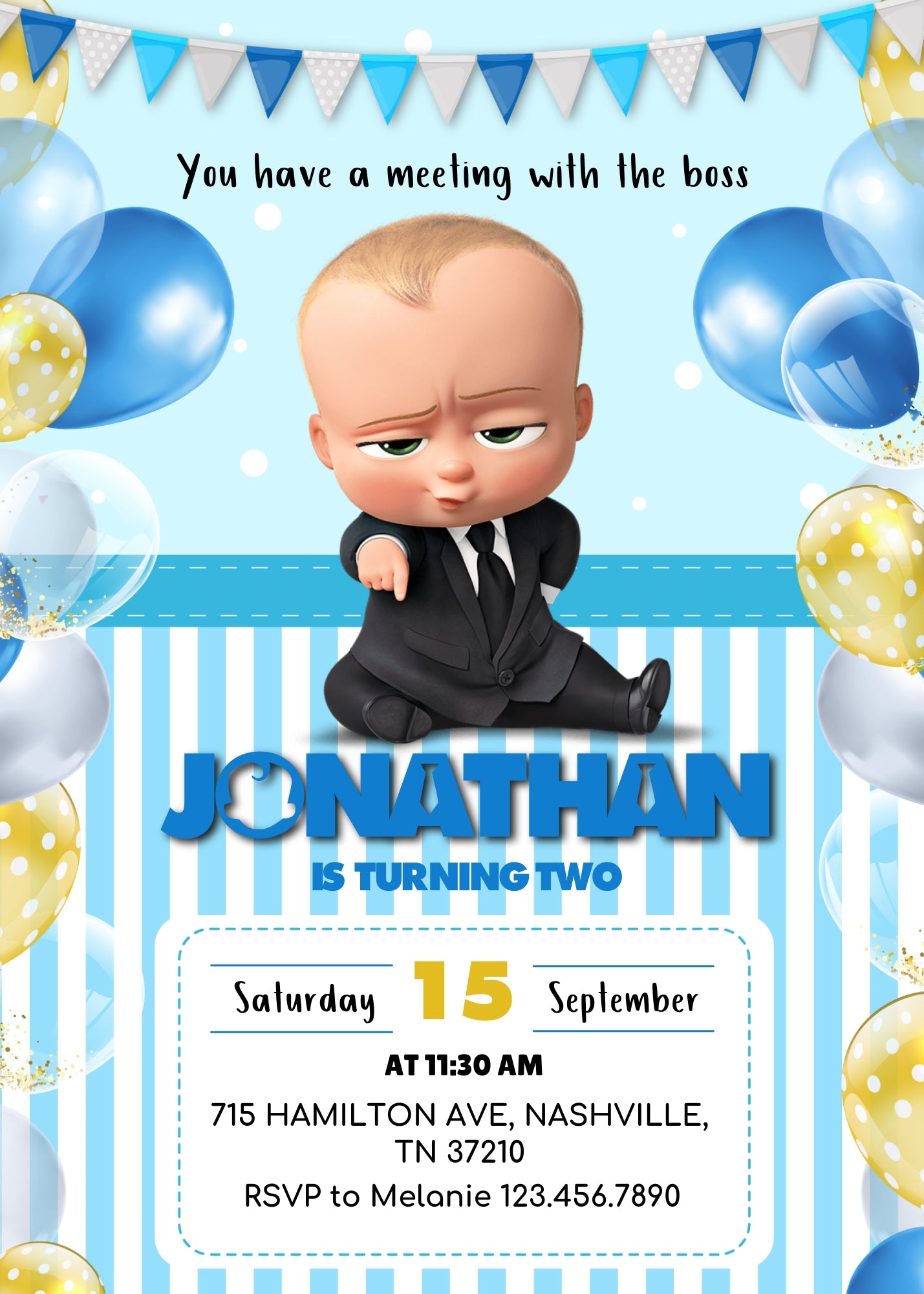 Baby Boss customizable invitation template | Share or Print | boy | IV738