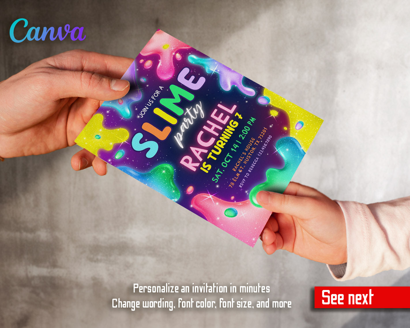 Slime Diy Party customizable invitation template | Share or Print | | HE087