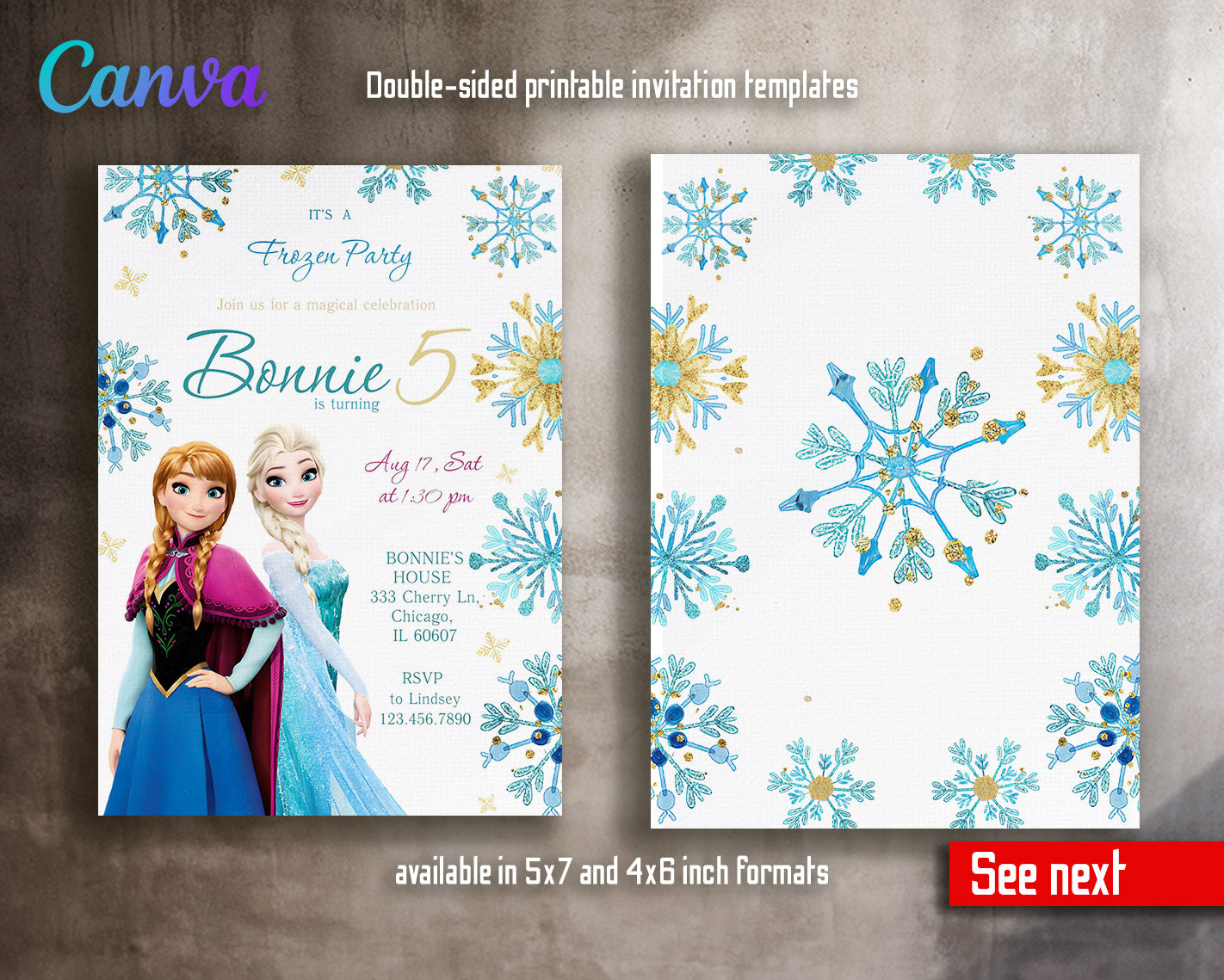 Frozen Elsa customizable invitation template | Share or Print | girl | VA795