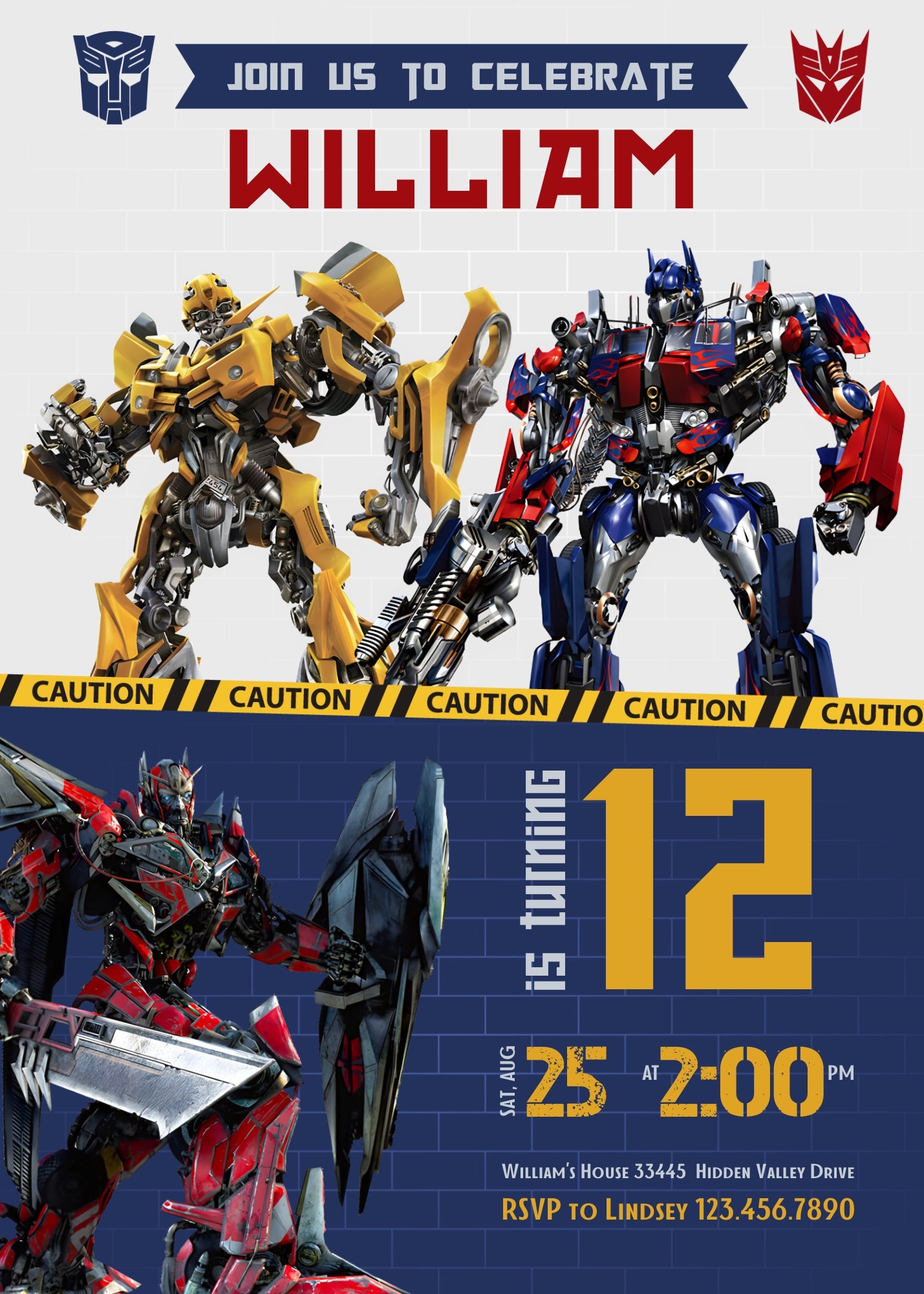 Transformers Rescue Bots customizable invitation template | Share or Print | boy | HP118