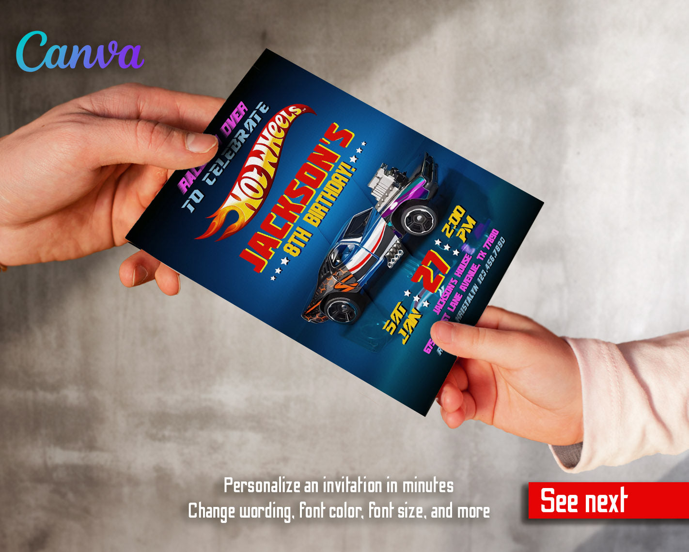 Hot Wheels Racing customizable invitation template | Share or Print | boy | IM402