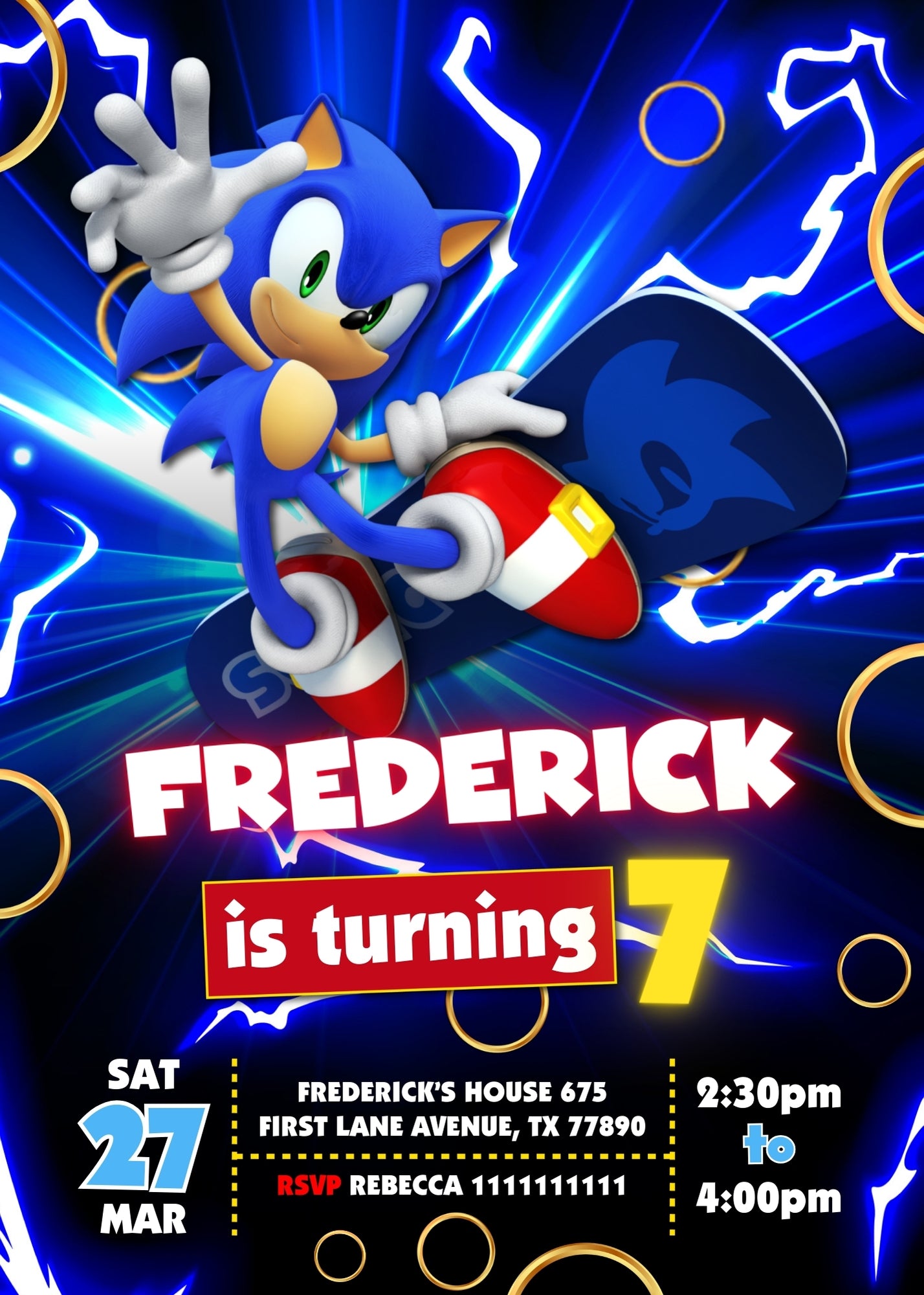 Sonic the Hedgehog customizable invitation template | Share or Print | | QN691
