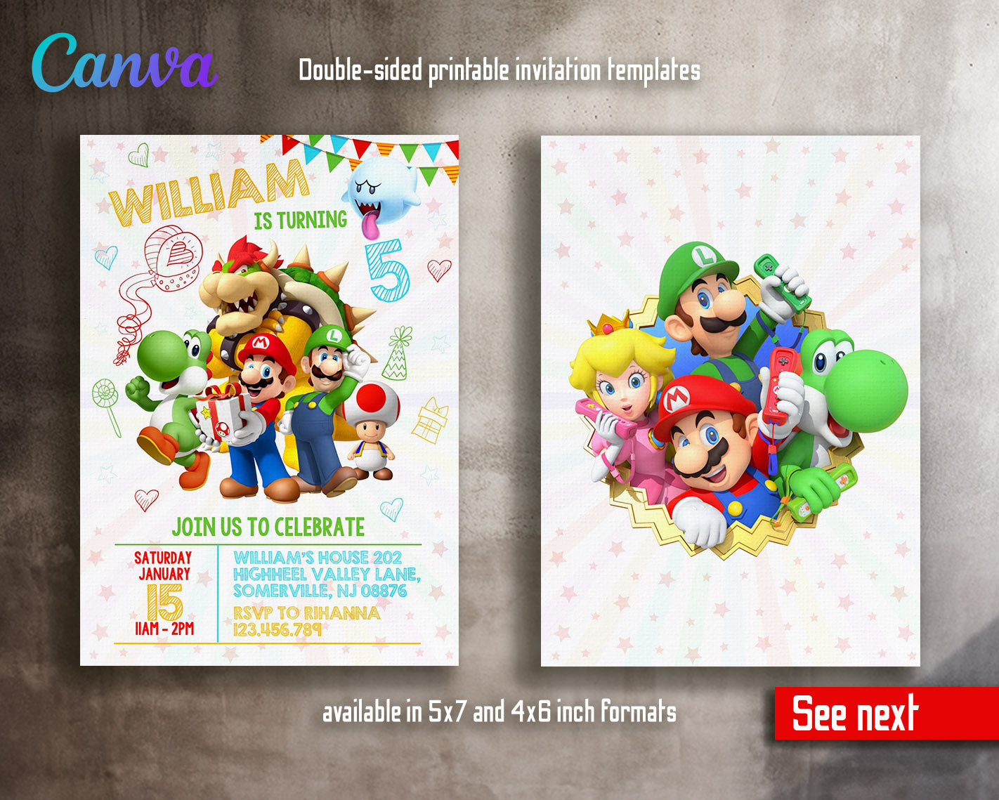Super Mario Bros customizable invitation template | Share or Print | | MR666