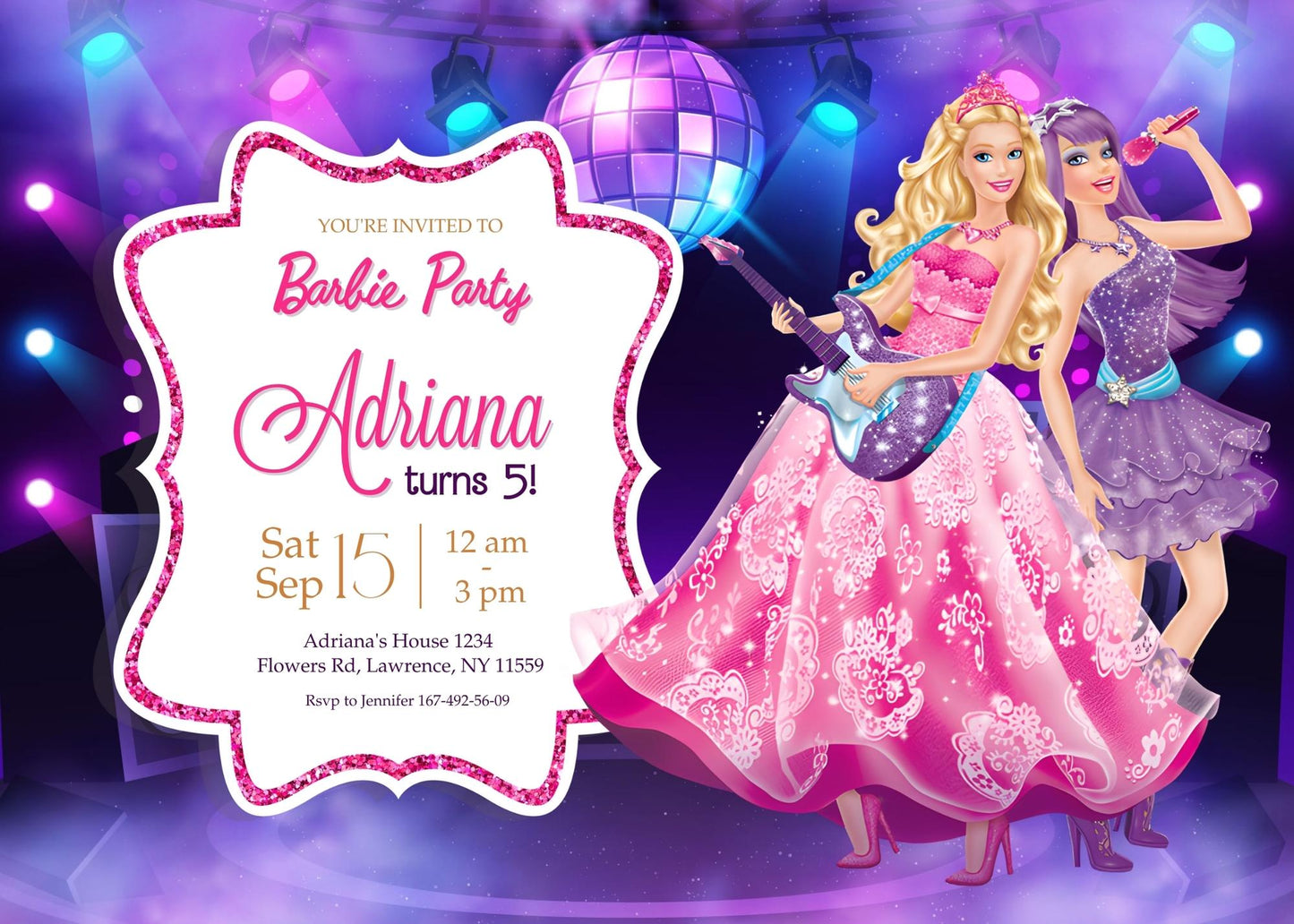 Barbie Pink customizable invitation template | Share or Print | girl | WH679