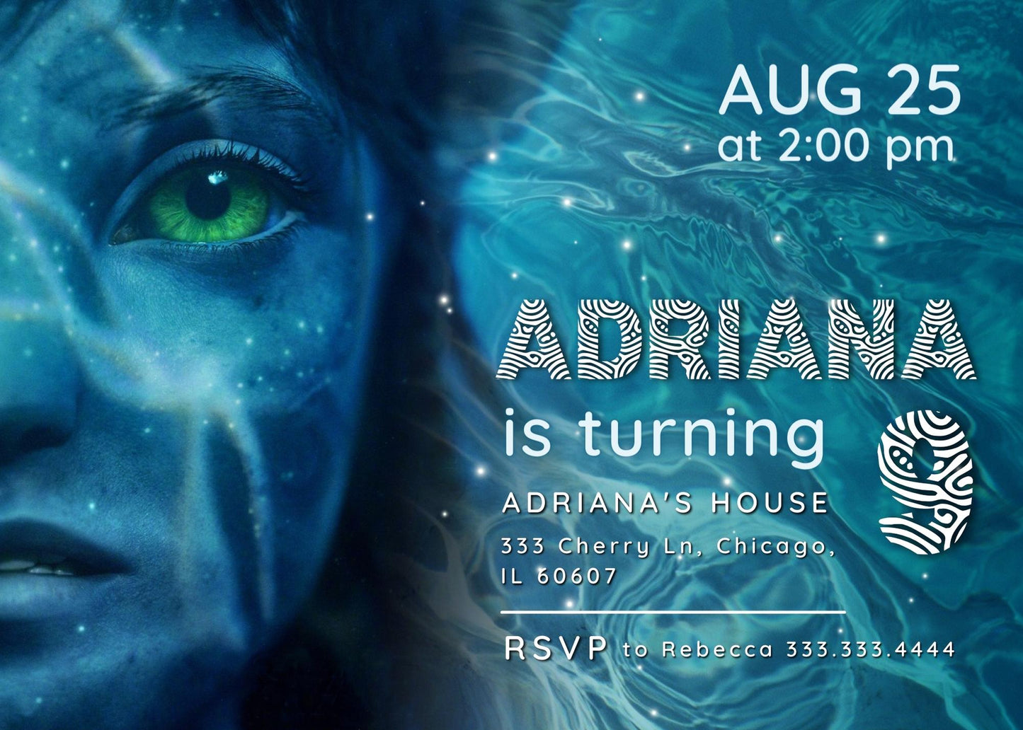 Avatar The Way of Water customizable invitation template | Share or Print | | LL844