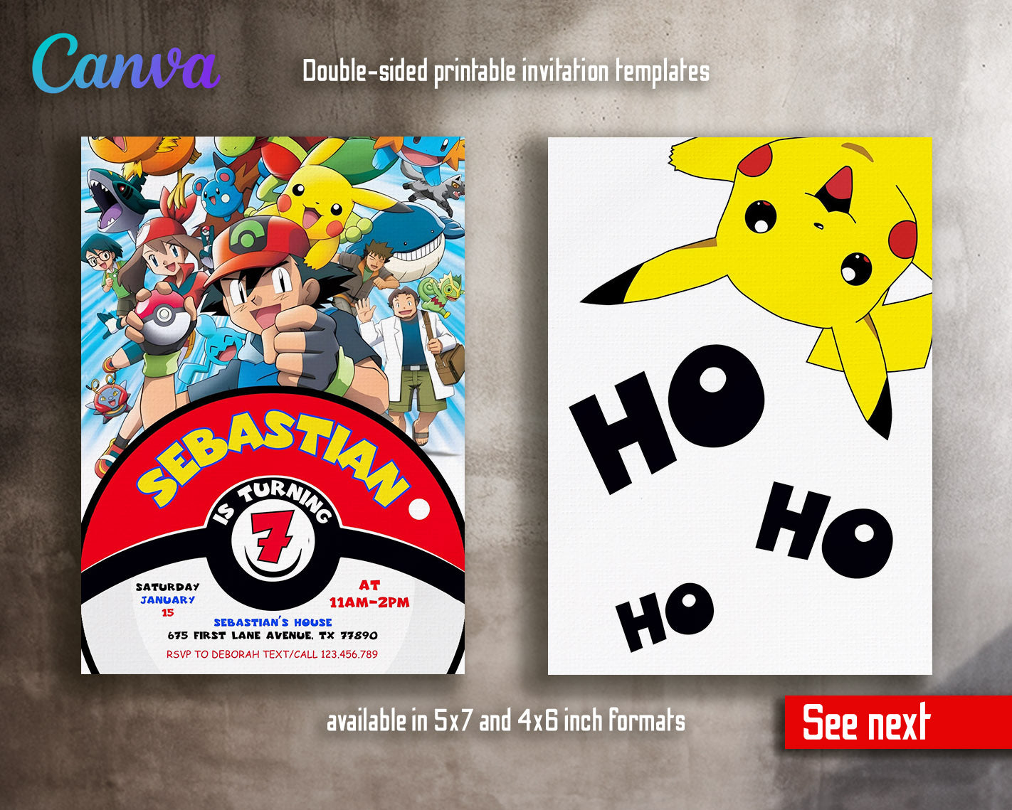 Pokemon Pikachu customizable invitation template | Share or Print | | RX297