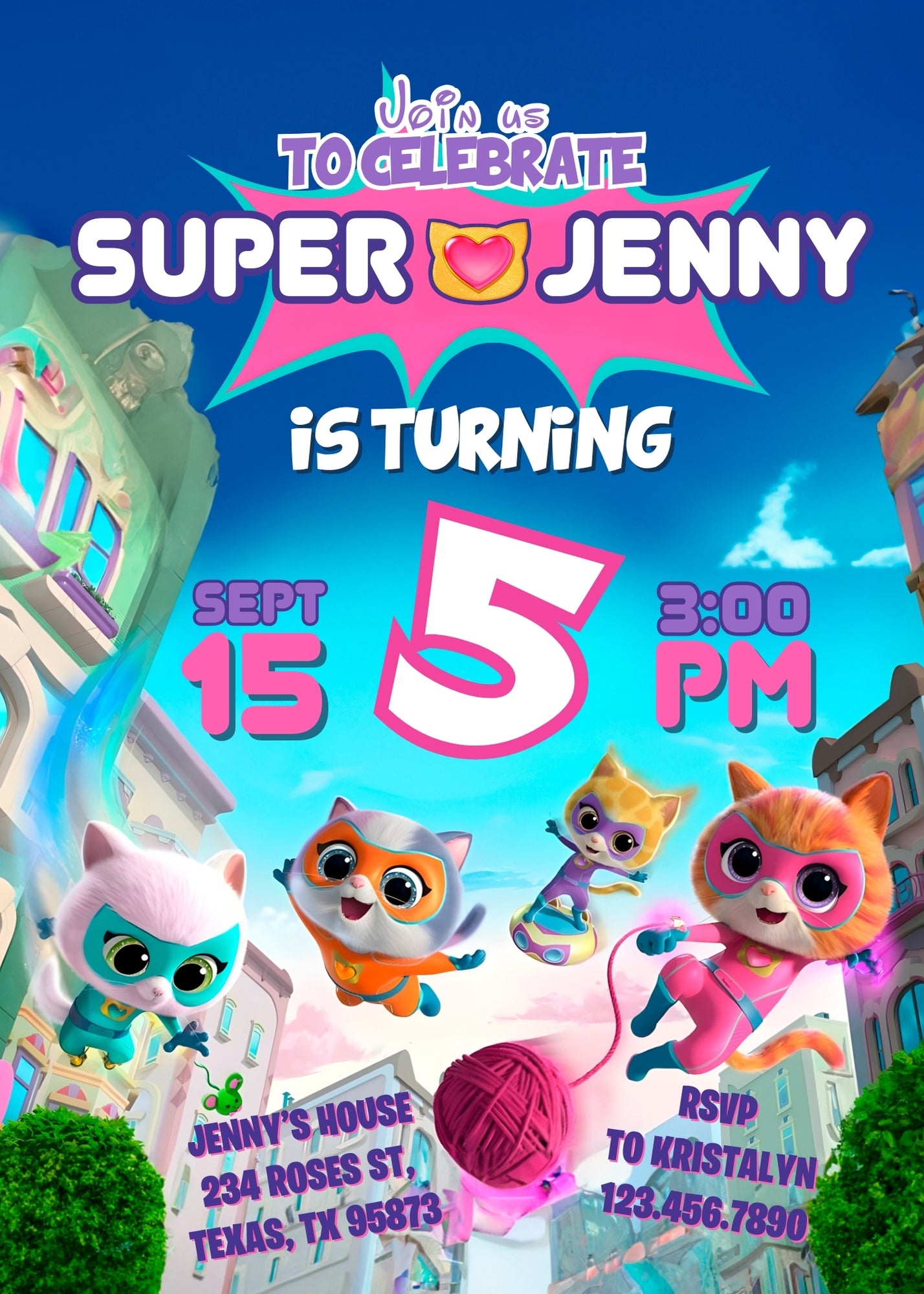 SuperKitties customizable invitation template | Share or Print | | DD243
