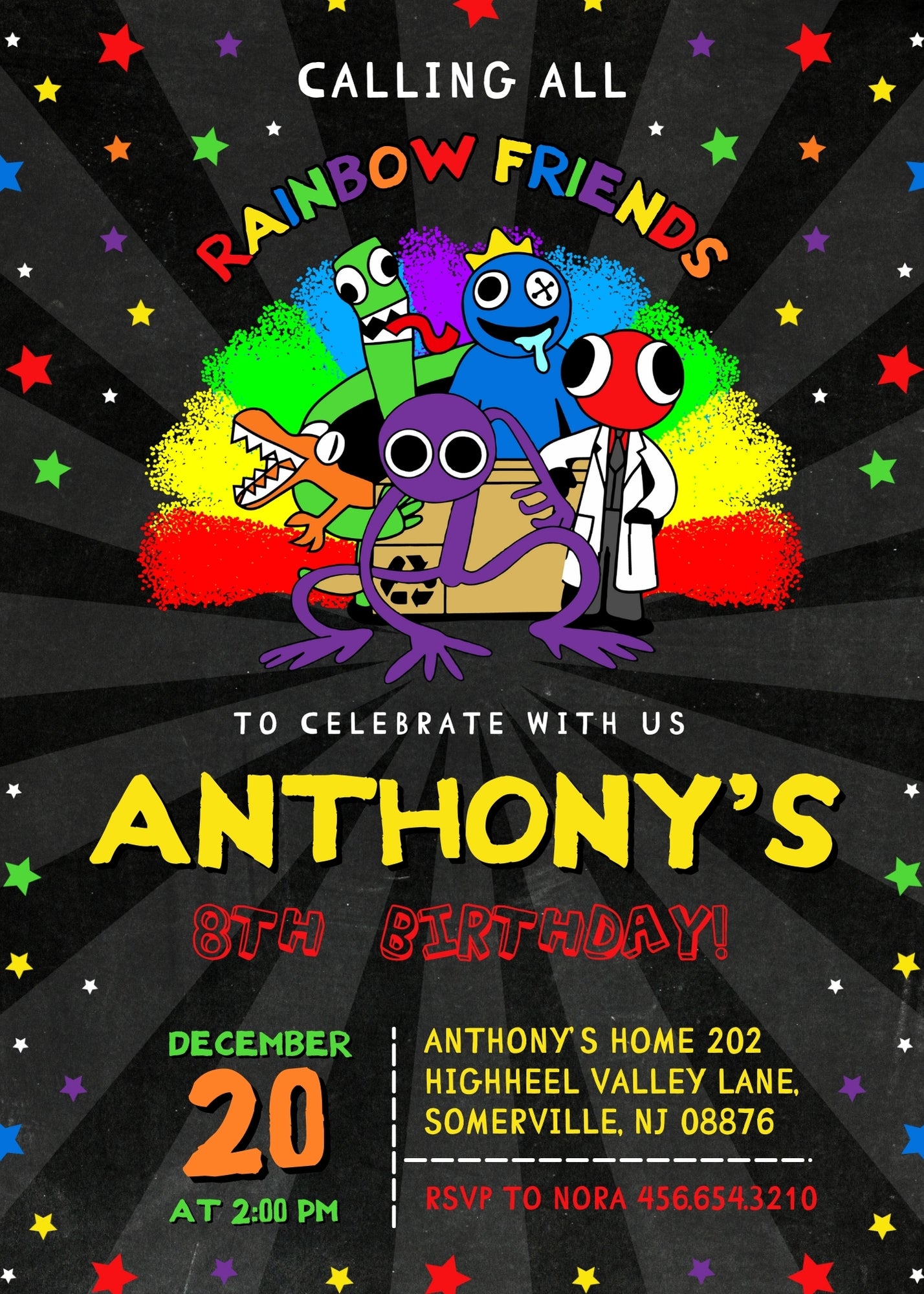 Rainbow Friends customizable invitation template | Share or Print | | QE915