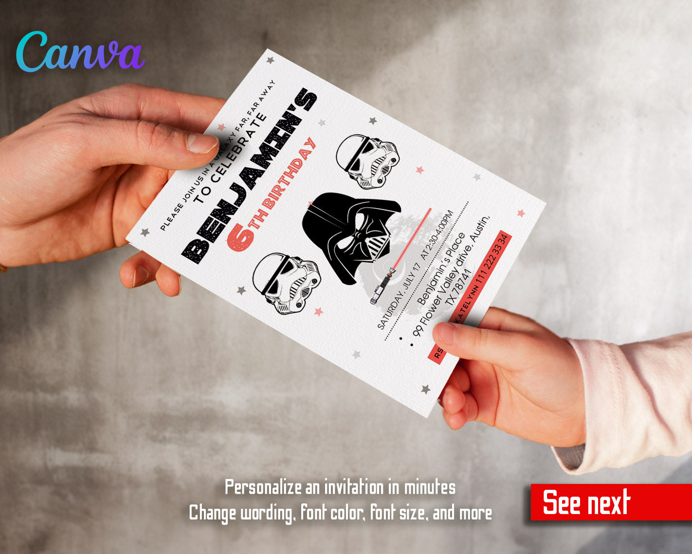 Star Wars Darth Vader customizable invitation template | Share or Print | boy | MB325