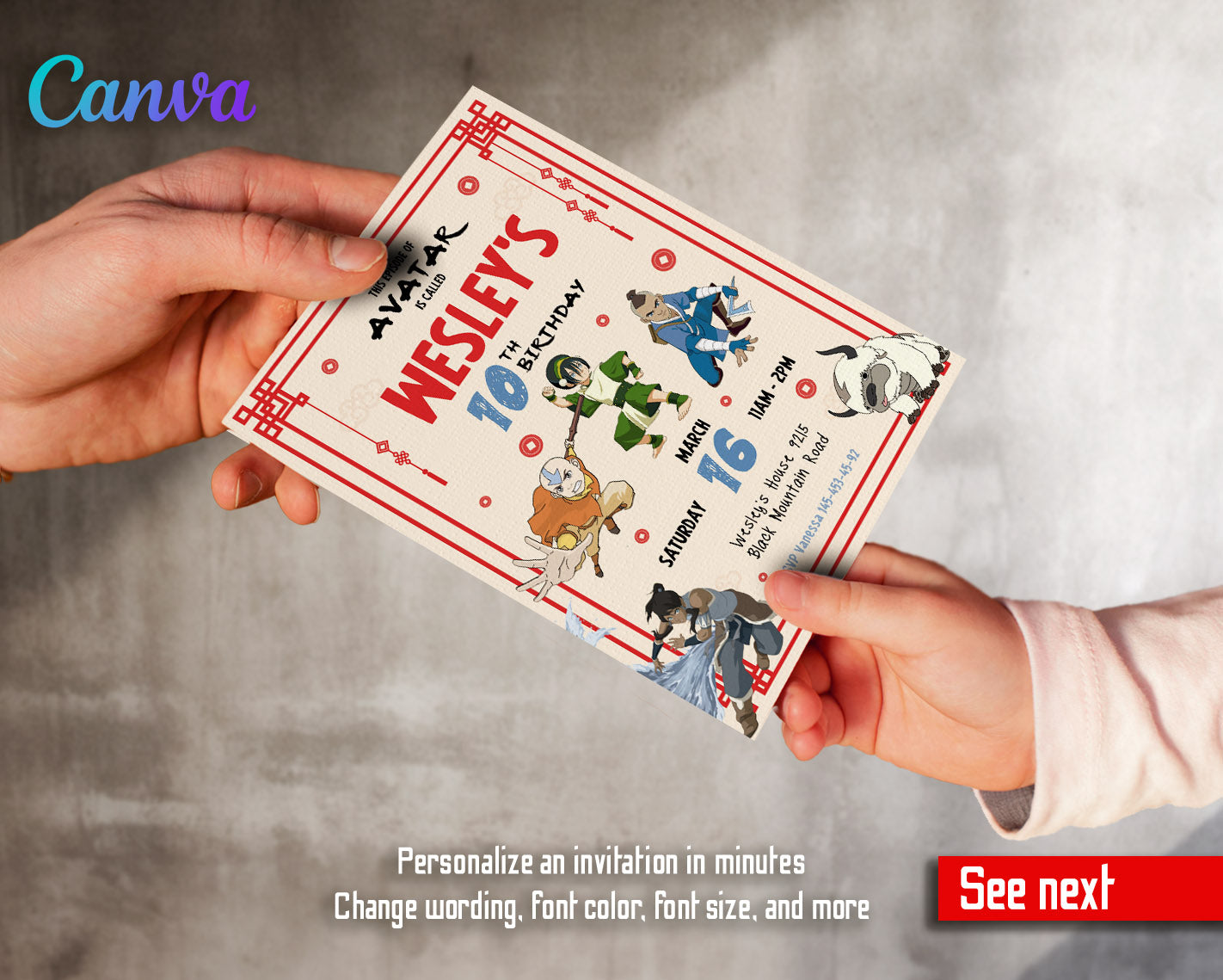 Avatar The Last Airbender customizable invitation template | Share or Print | | OV052