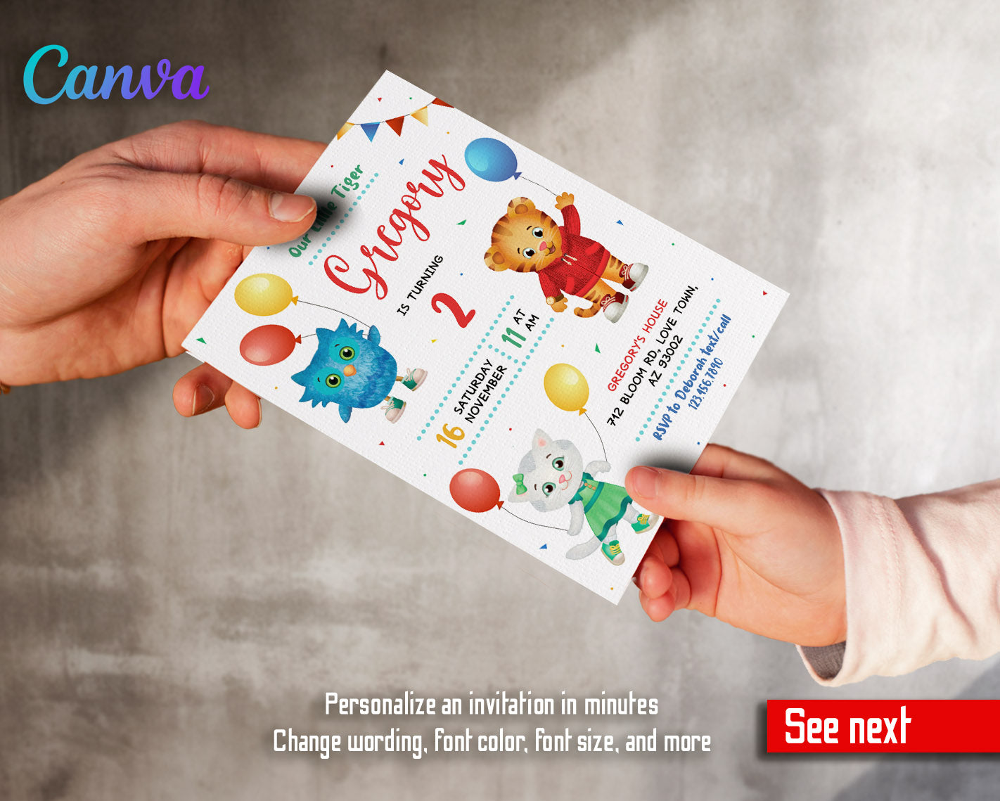 Daniel Tiger's Neighborhood customizable invitation template | Share or Print | | WT820