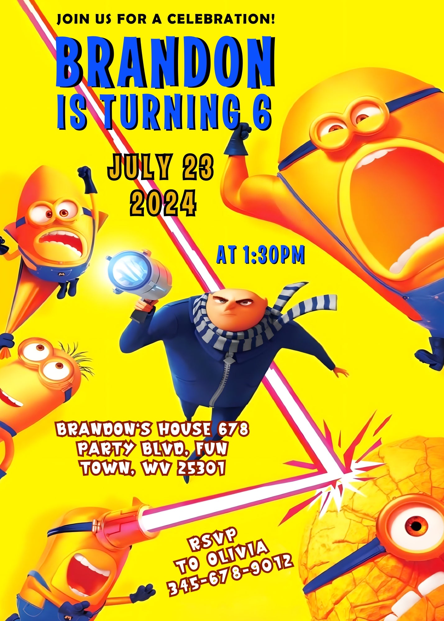 Despicable Me Minions customizable invitation template | Share or Print | | ZG995