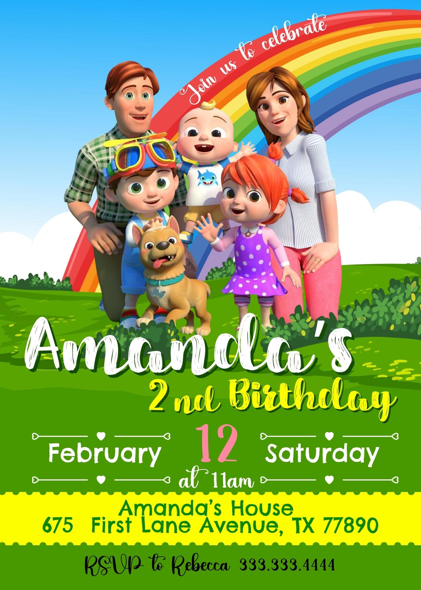 Cocomelon customizable invitation template | Share or Print | | SL178