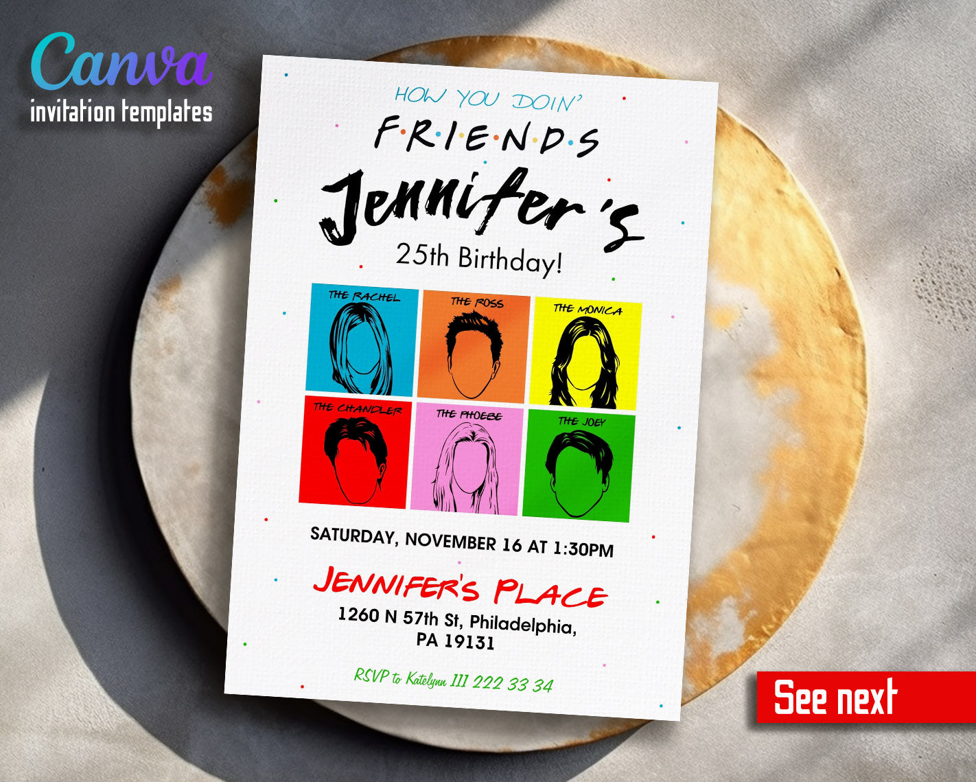 Friends TV Show customizable invitation template | Share or Print | | RK915