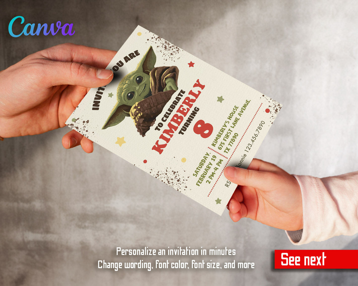Baby Yoda Grogu Star Wars Mandalorian customizable invitation template | Share or Print | boy | LE104