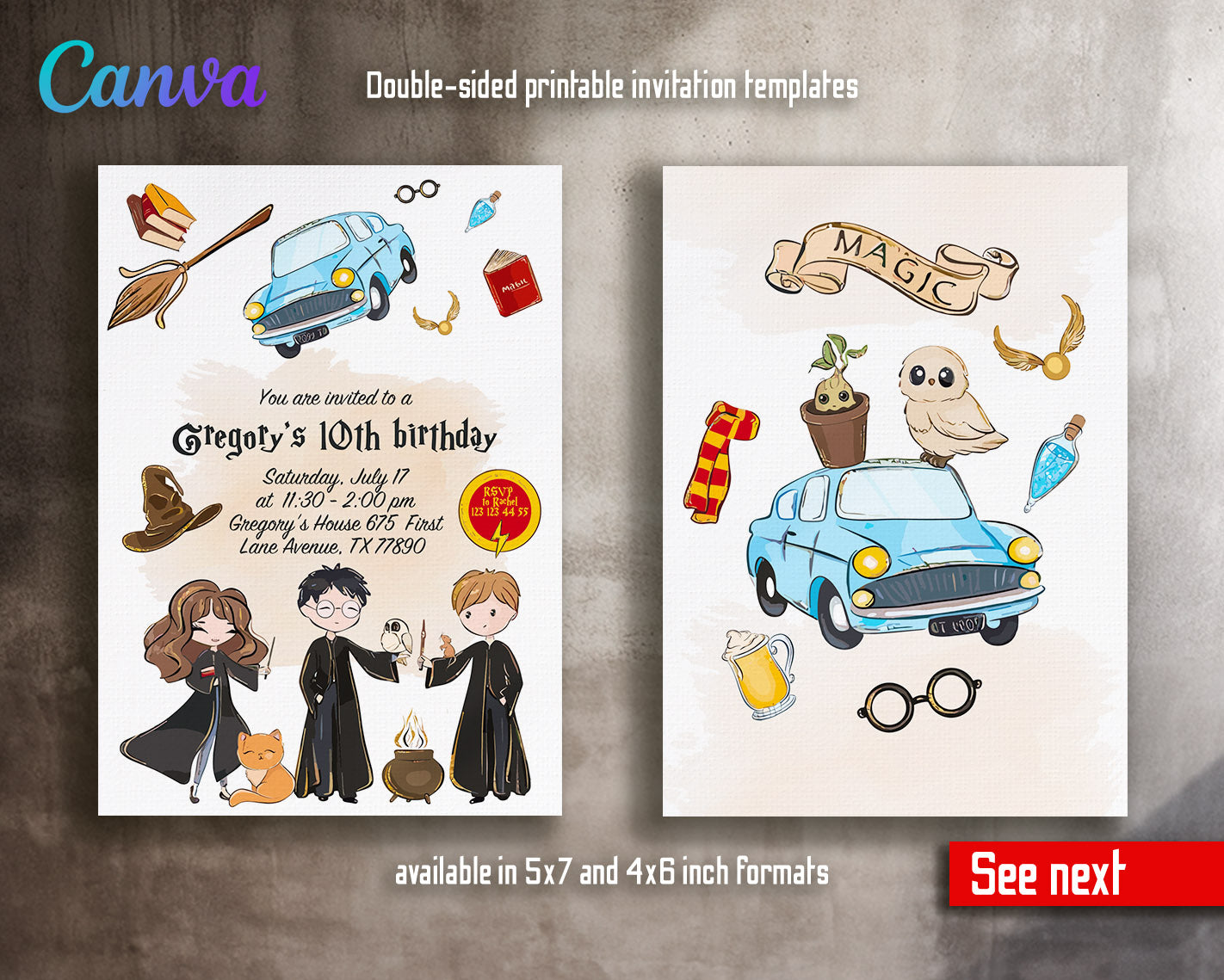 Harry Potter customizable invitation template | Share or Print | | UT126