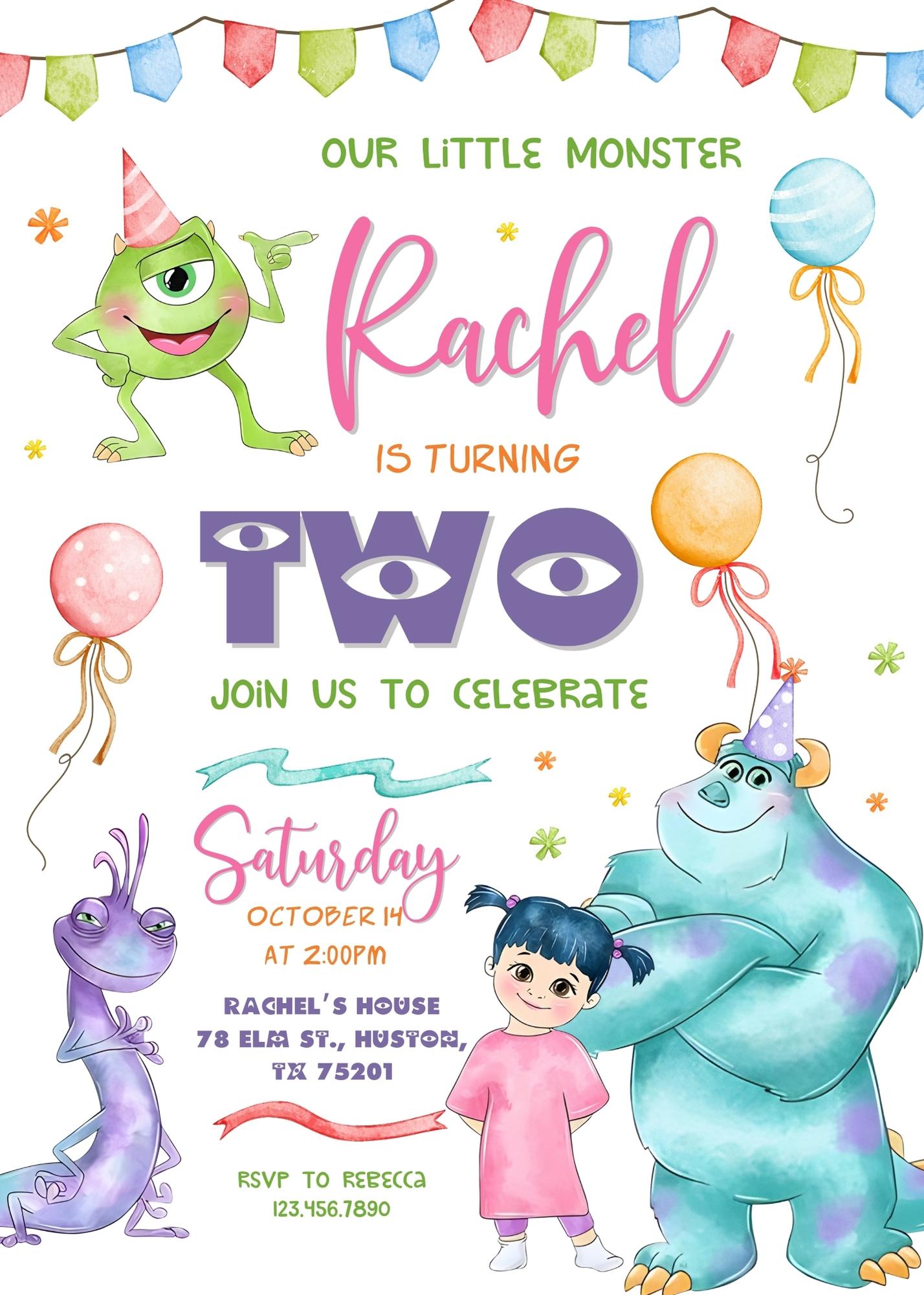 Monsters, Inc. customizable invitation template | Share or Print | | GB225