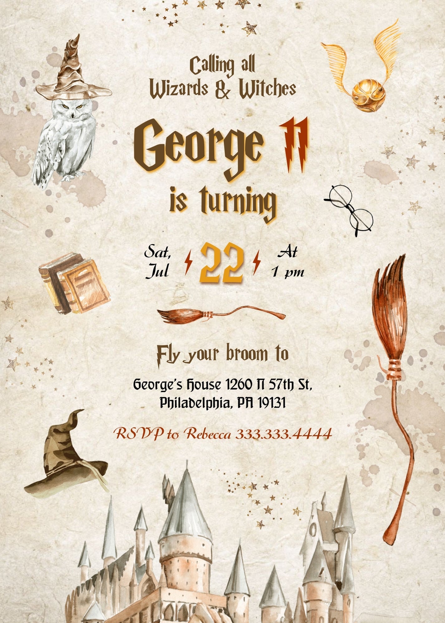 Harry Potter customizable invitation template | Share or Print | | XY396