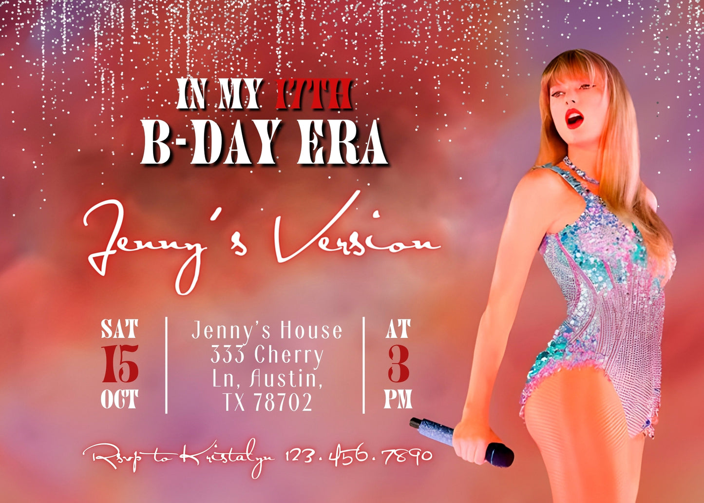 Taylor Swift Eras Tour customizable invitation template | Share or Print | girl | RB295