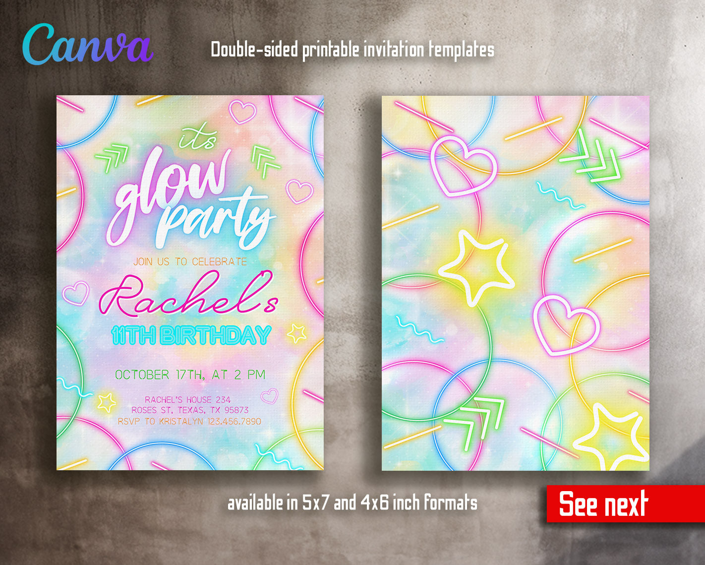 Lets Glow Crazy customizable invitation template | Share or Print | | TF968