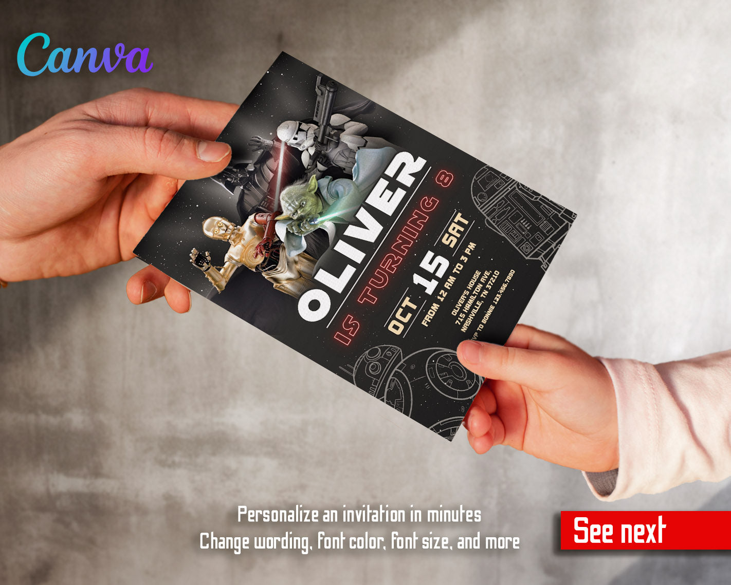 Star Wars Darth Vader customizable invitation template | Share or Print | boy | UJ666