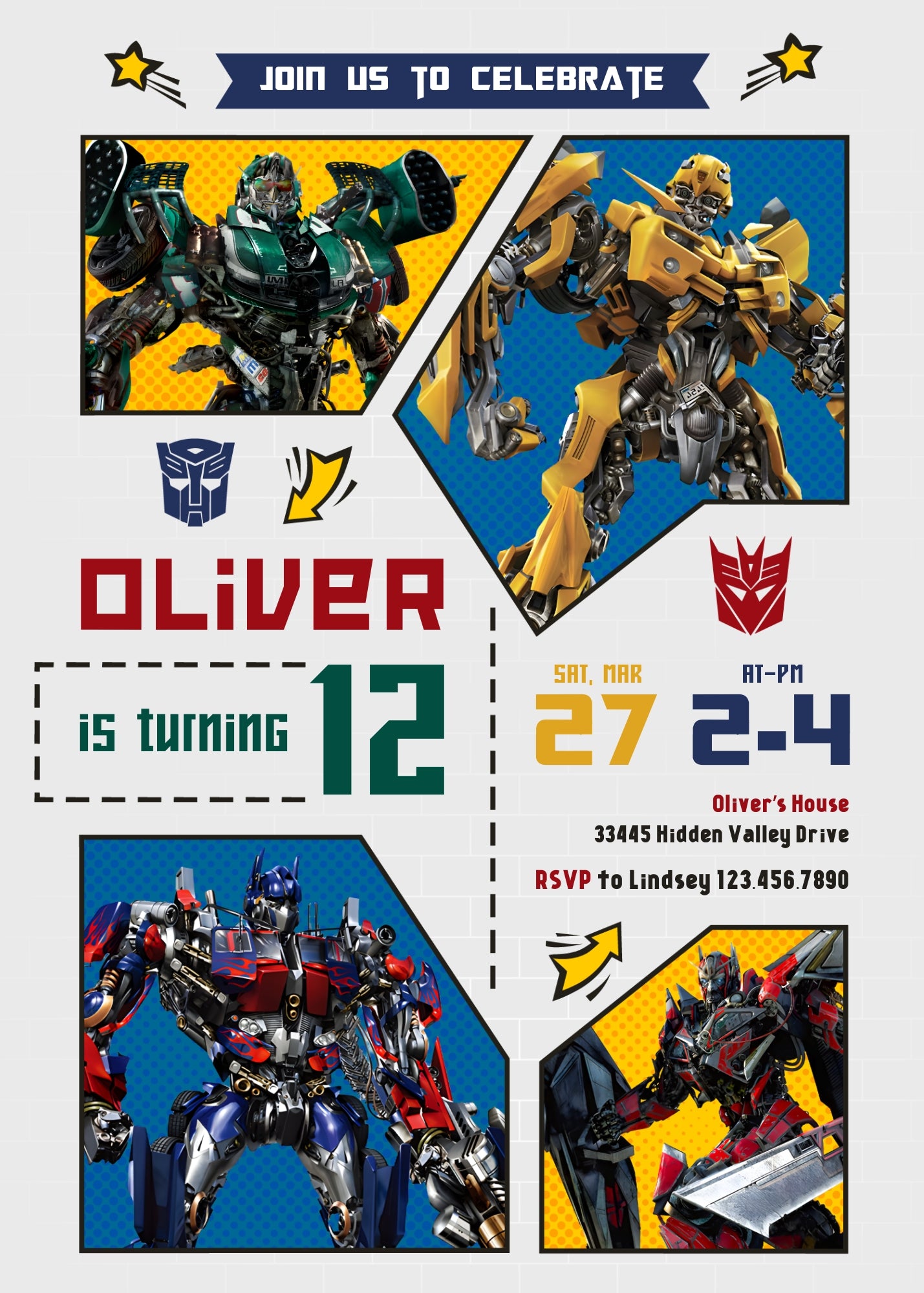 Transformers Rescue Bots customizable invitation template | Share or Print | boy | RG736